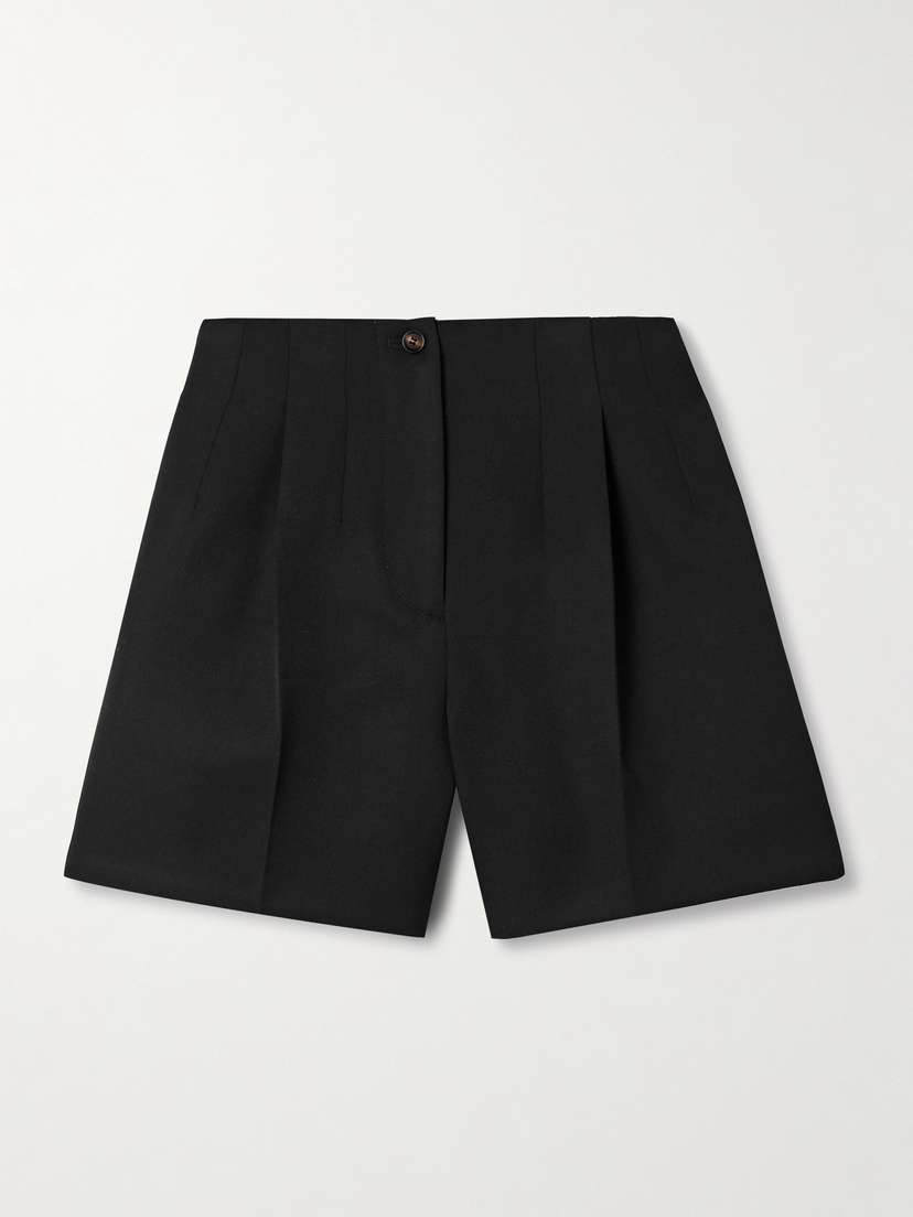 Veronica de Piante Tilly Pleated Grain De Poudre Wool Shorts