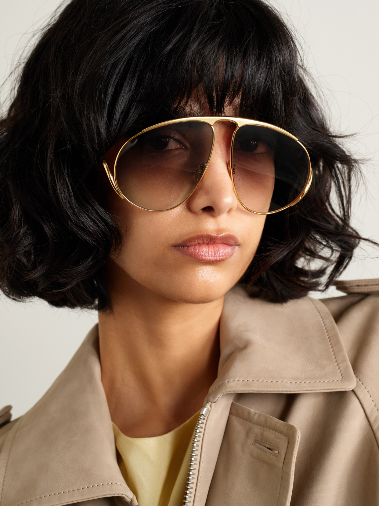 Loewe Aviator-style Gold-tone Sunglasses In Gold