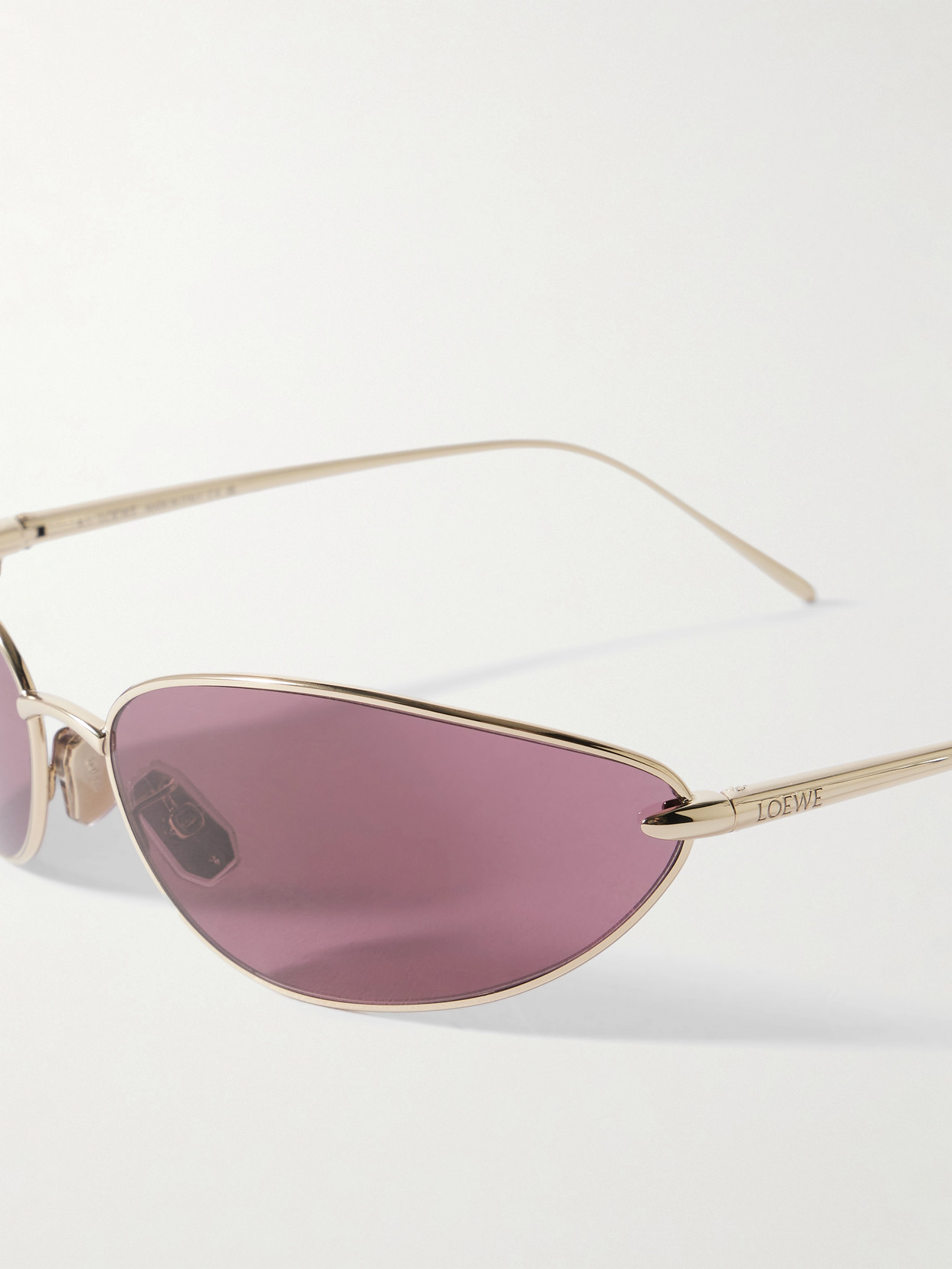 Loewe Oval-frame Gold-tone Sunglasses In Purple