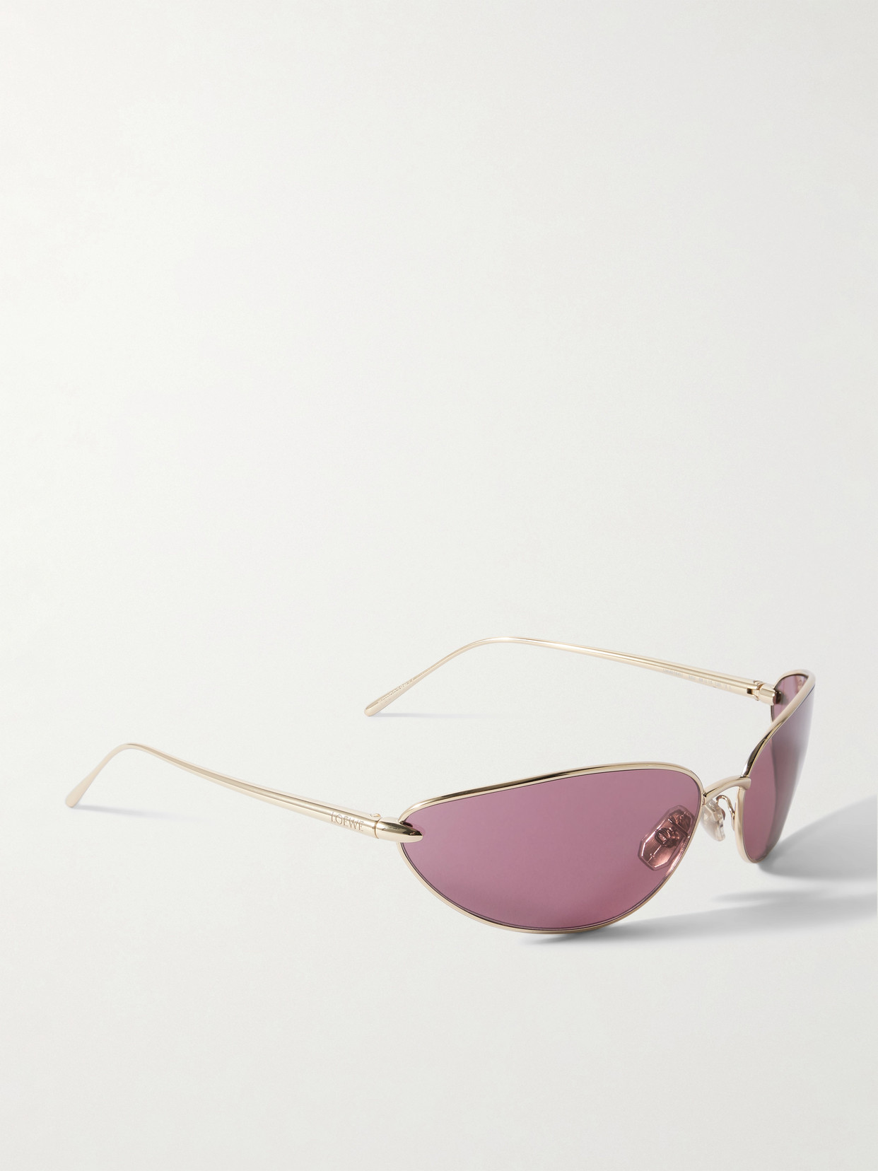 Loewe Oval-frame Gold-tone Sunglasses In Purple