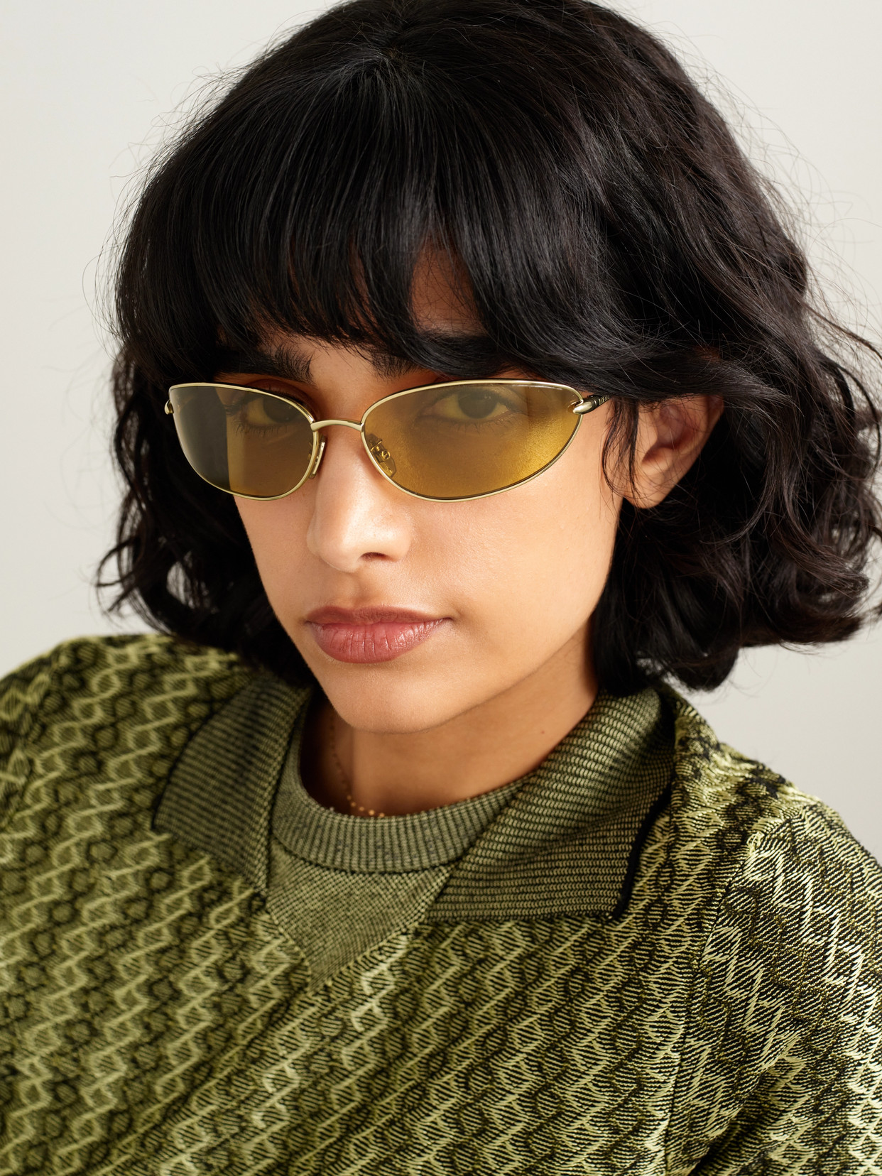Loewe Oval-frame Gold-tone Sunglasses