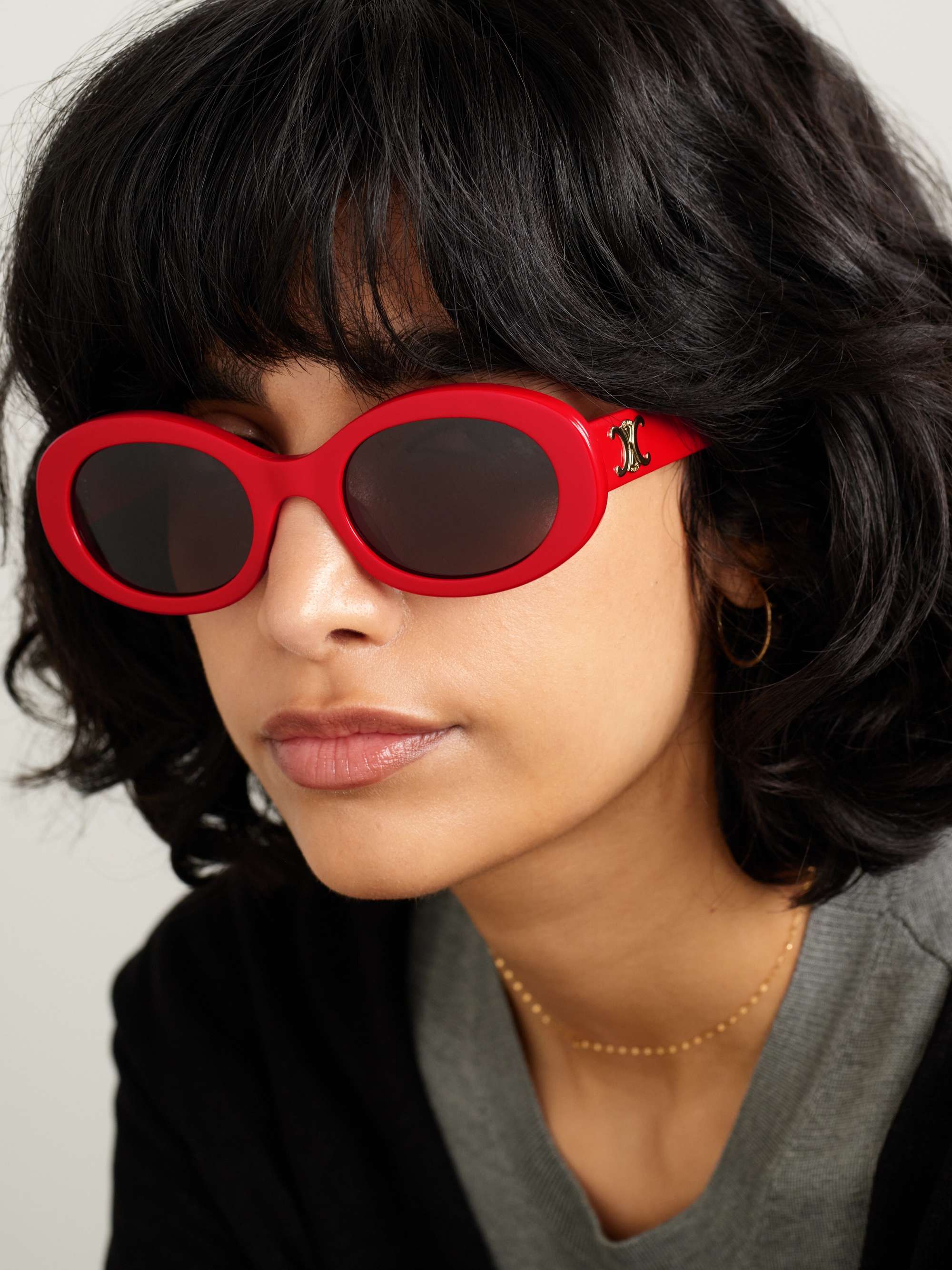 CELINE EYEWEAR Triomphe 板材椭圆框太阳镜