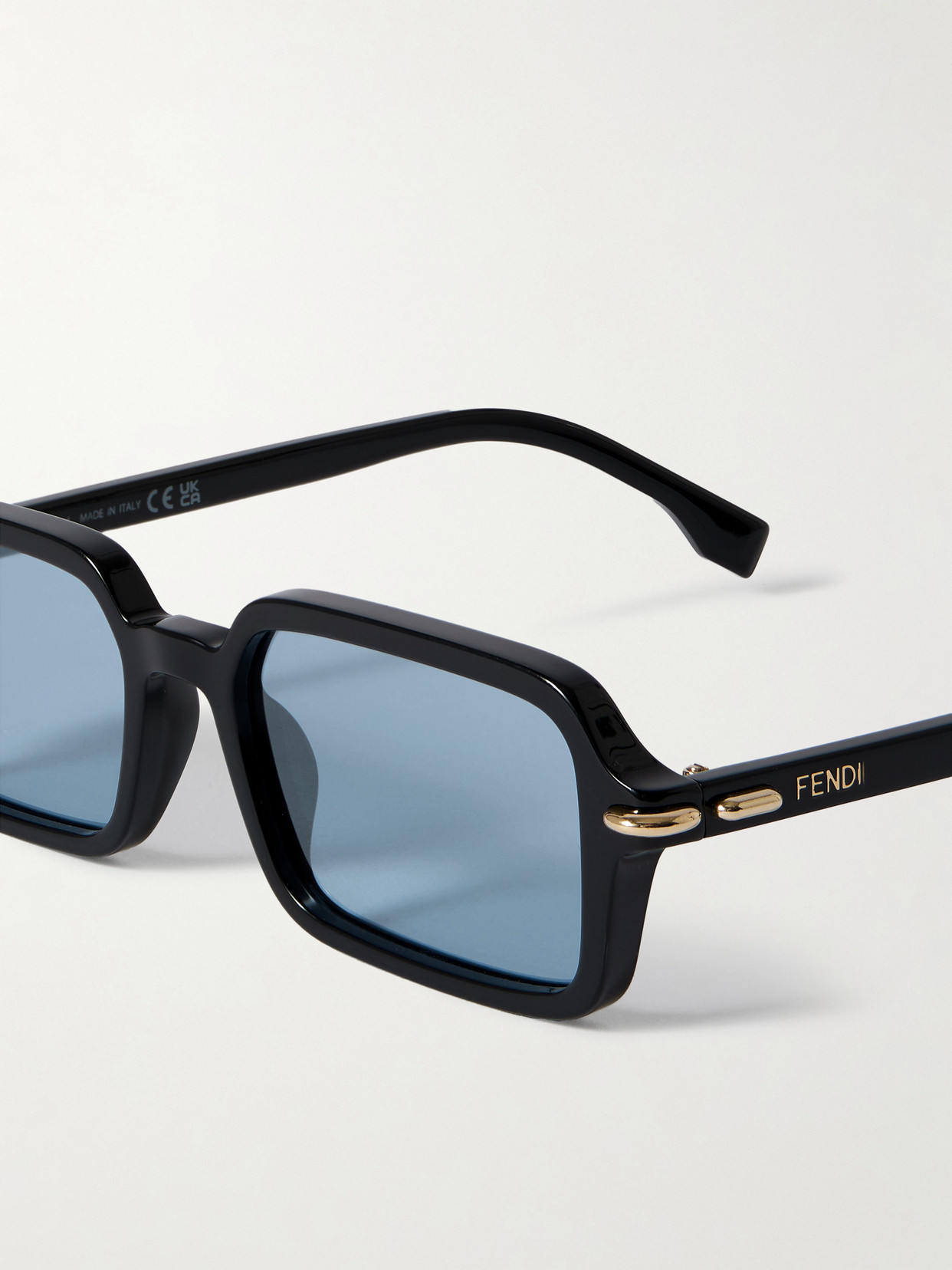 Fendi Selleria Rectangle-frame Acetate Sunglasses In Black