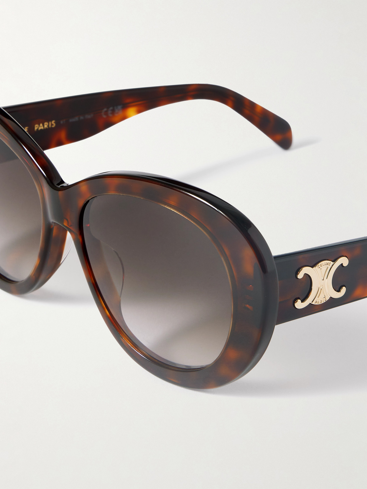 Celine Triomphe Round-frame Tortoiseshell Acetate Sunglasses
