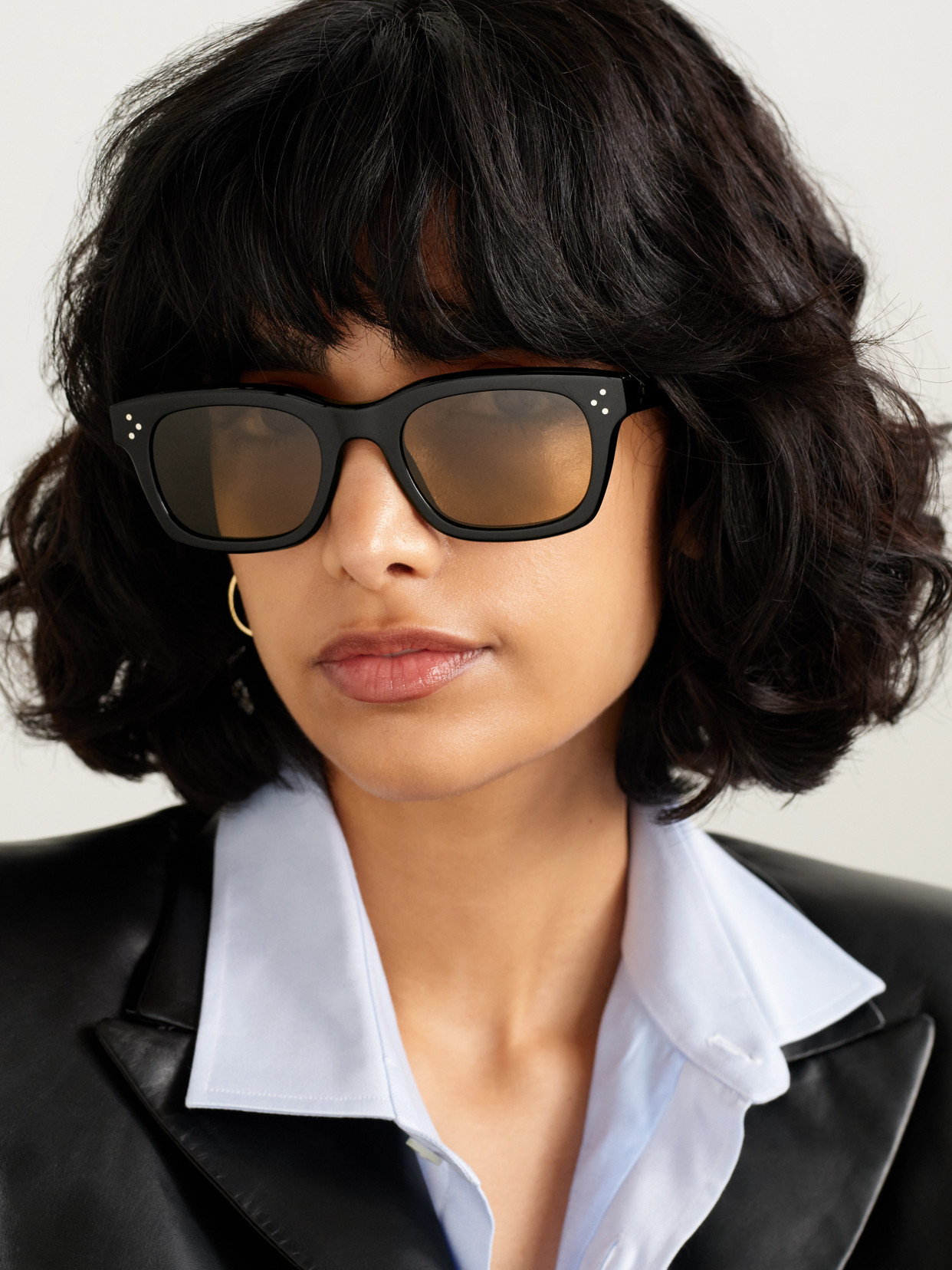 Celine 3 Dot Rectangle-frame Sunglasses In Black