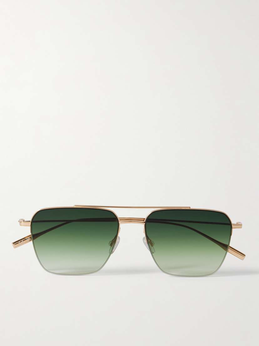 BARTON PERREIRA Armstrong Aviator-style Gold-tone Titanium Sunglasses