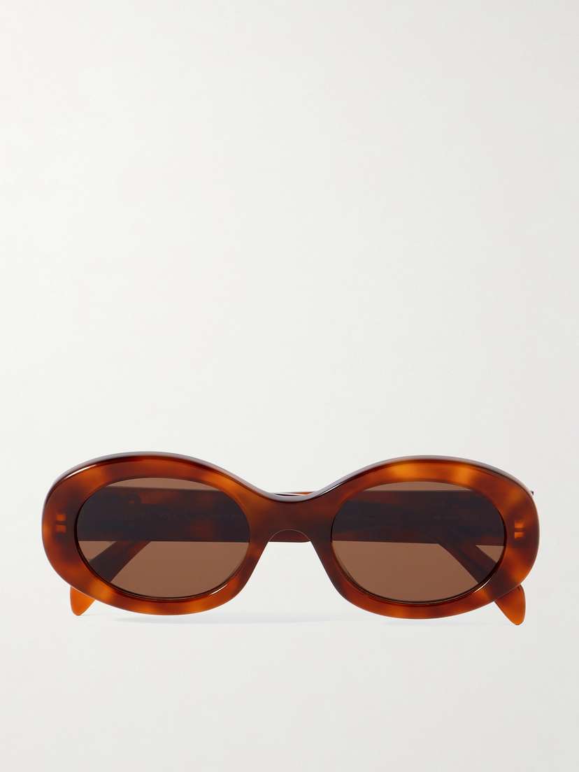 CELINE Eyewear Triomphe Oval-frame Tortoiseshell Acetate Sunglasses