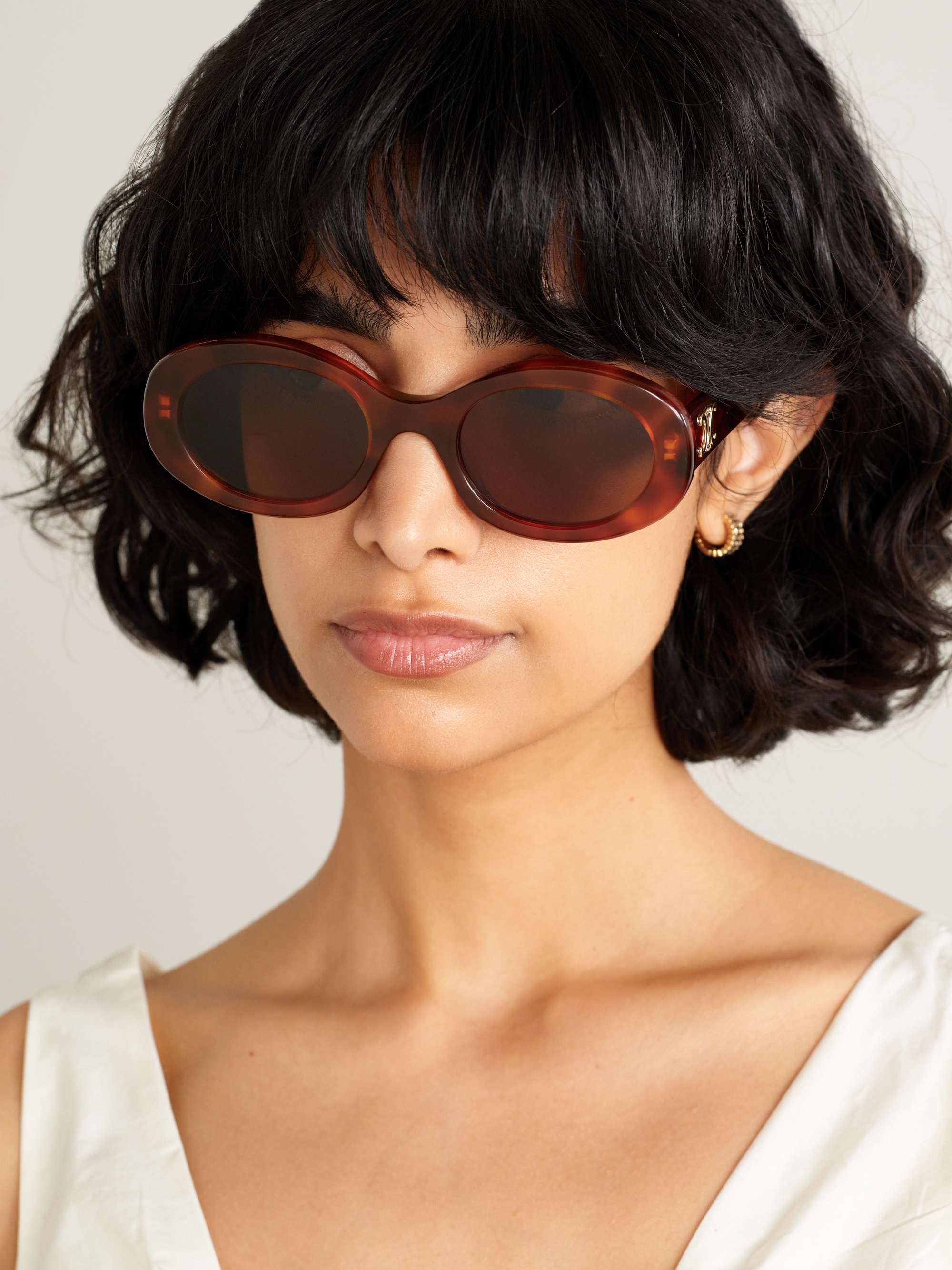 CELINE EYEWEAR Triomphe oval-frame acetate sunglasses