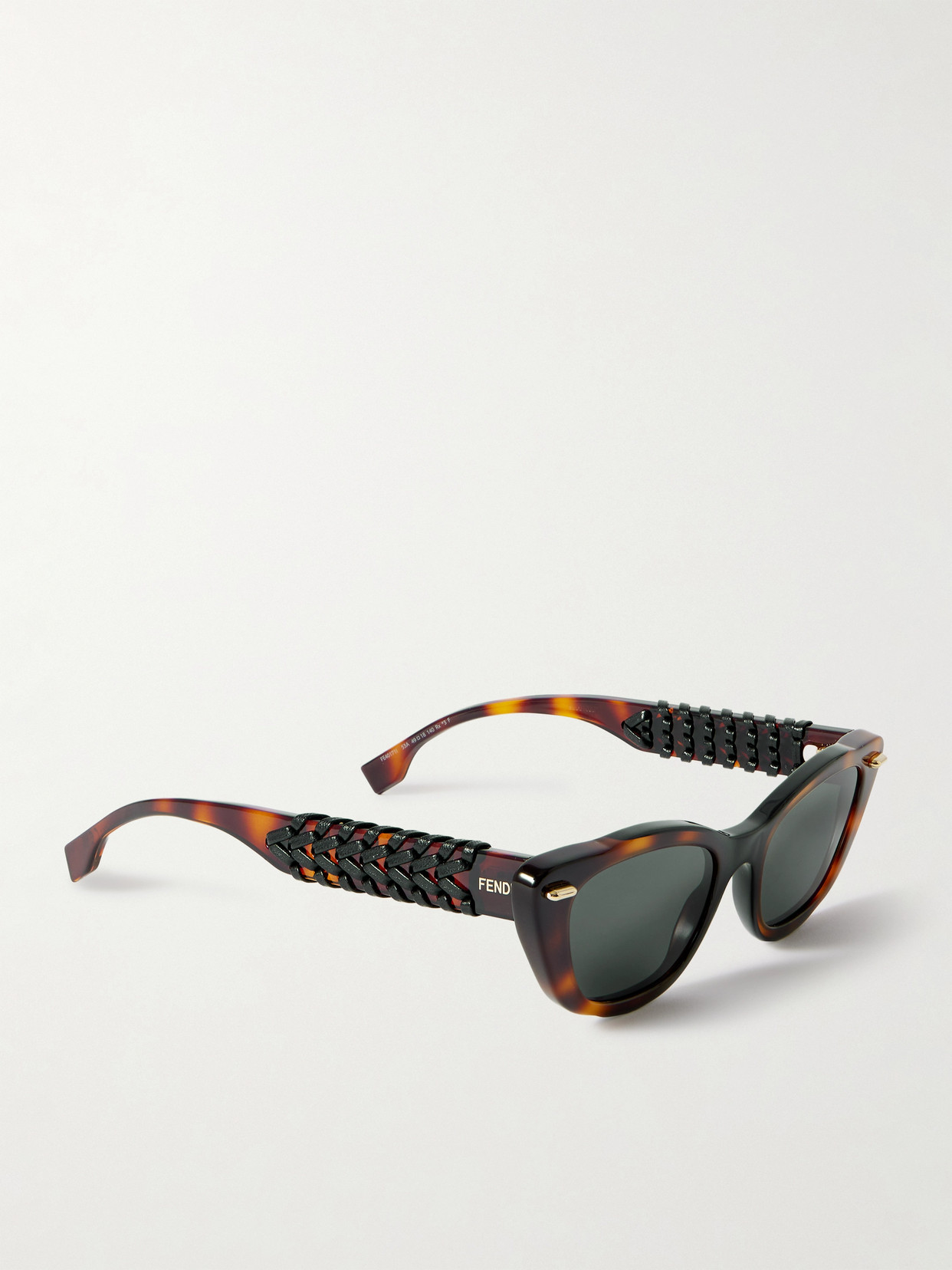 Fendi Interlace Cat-eye Leather-trimmed Tortoiseshell Acetate Sunglasses In Brown