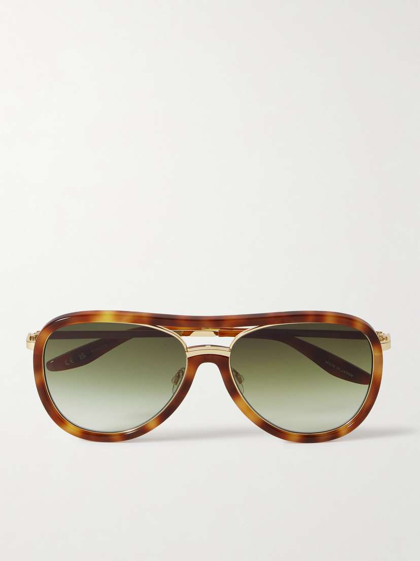 BARTON PERREIRA Fossett Aviator-style Tortoiseshell Acetate And Gold-tone Titanium Sunglasses