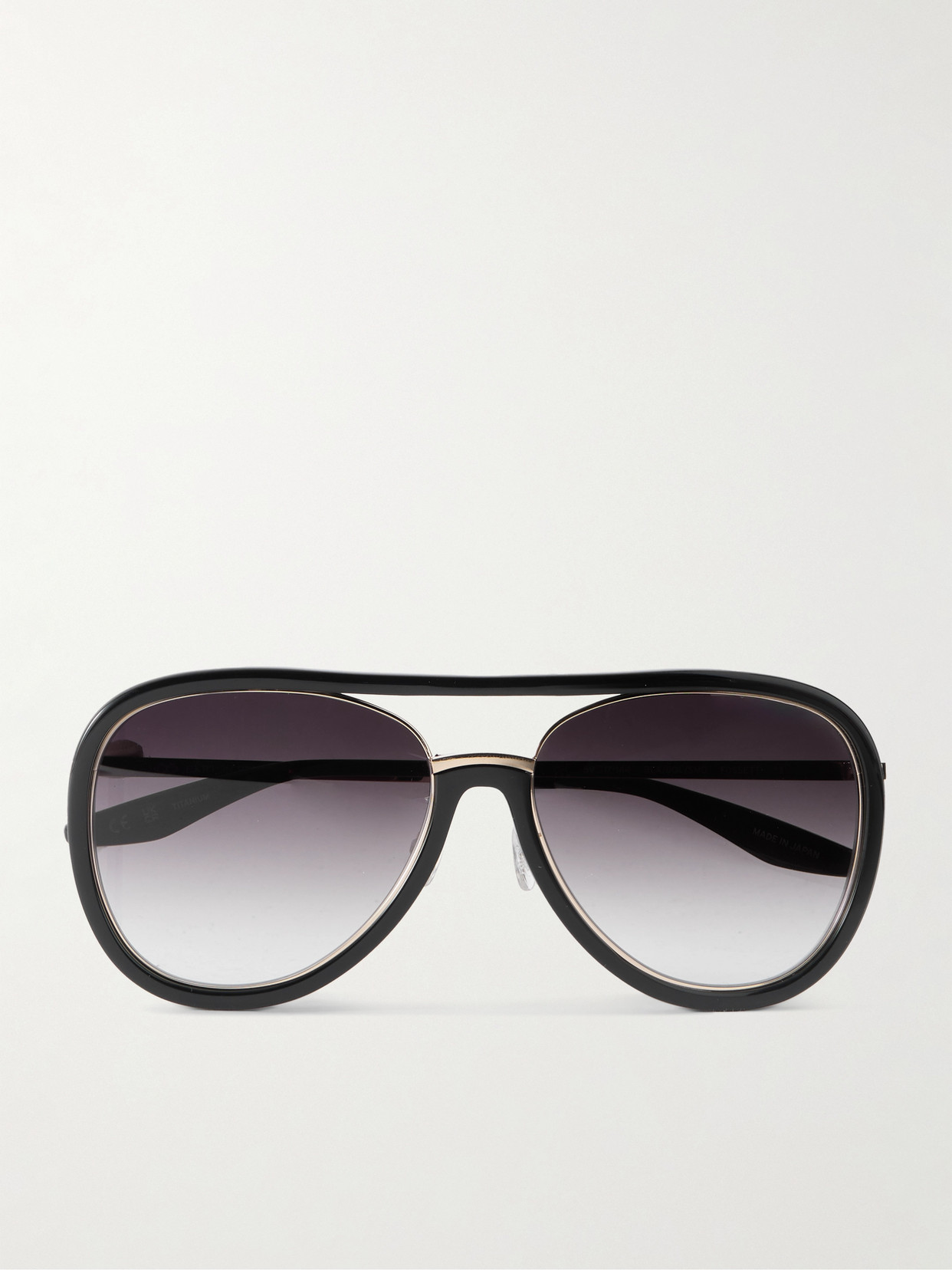 Barton Perreira Fossett Aviator-style Acetate And Gold-tone Titanium Sunglasses In Black