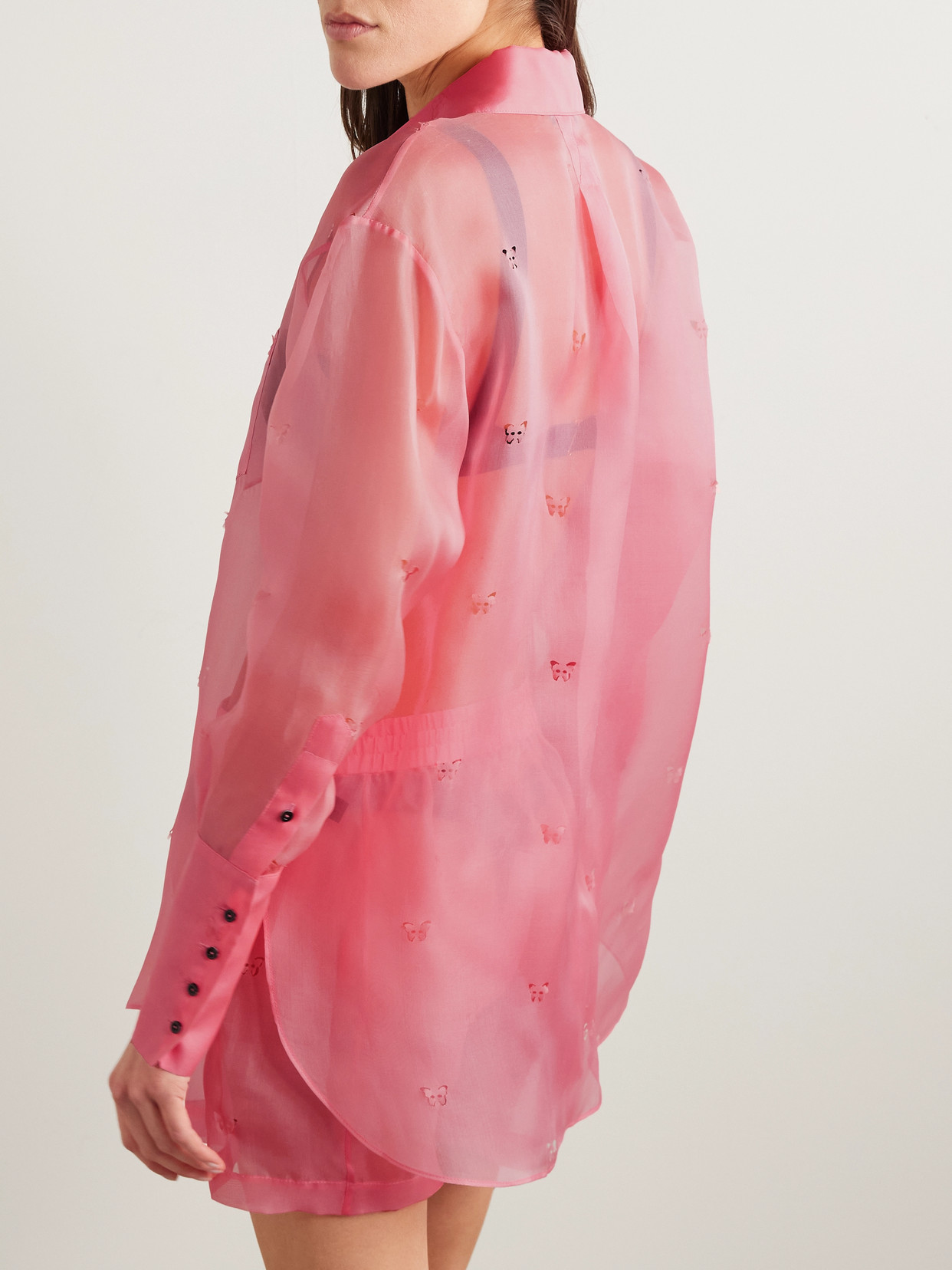 Laser-Cut Silk-Organza Shirt