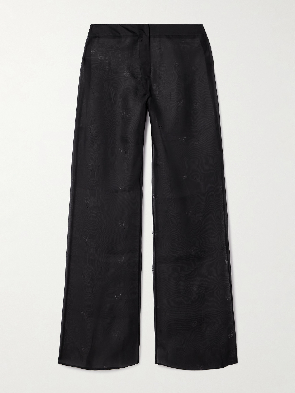 Kiki De Montparnasse Cutout Silk-organza Straight-leg Pants In Black