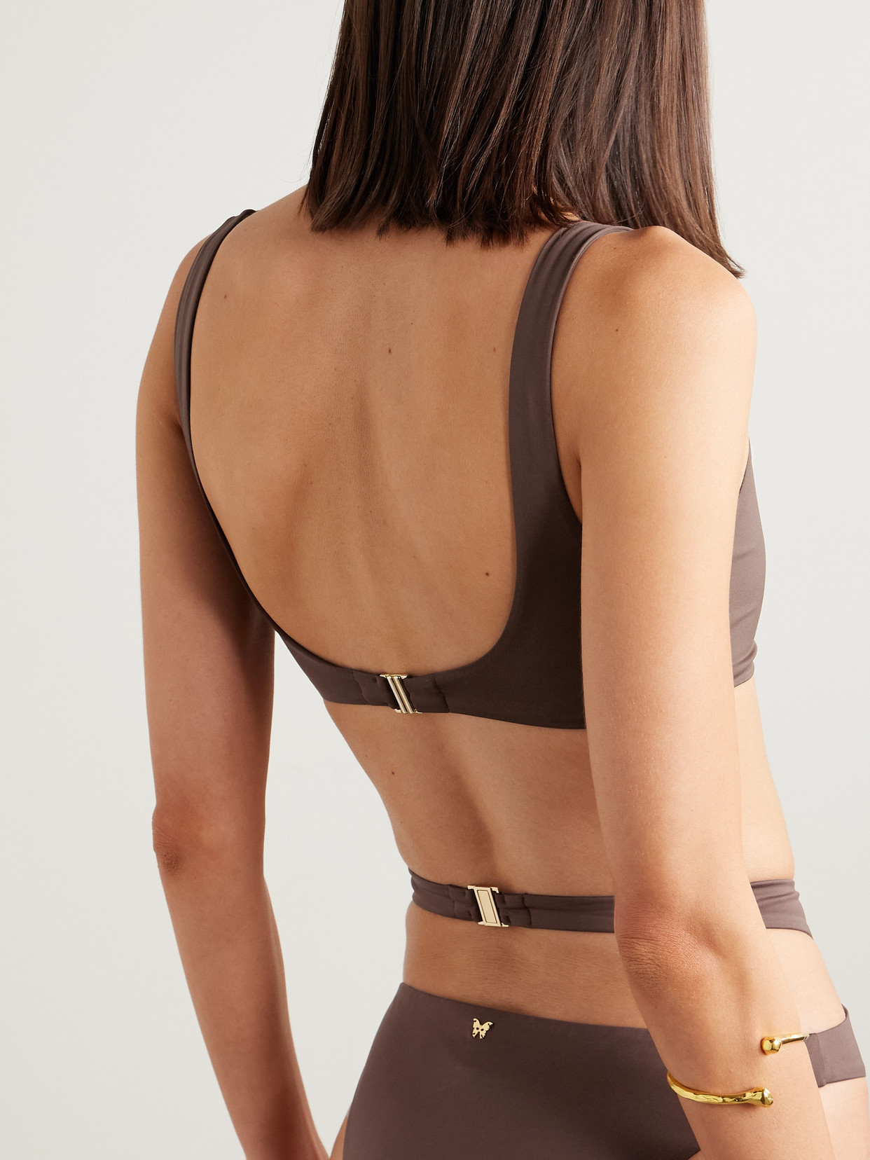 Kiki De Montparnasse La Sirene Cutout Embellished Bikini Top In Brown