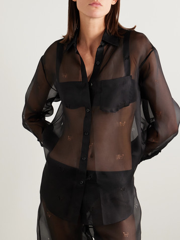 Kiki de Montparnasse Laser-cut silk-organza shirt