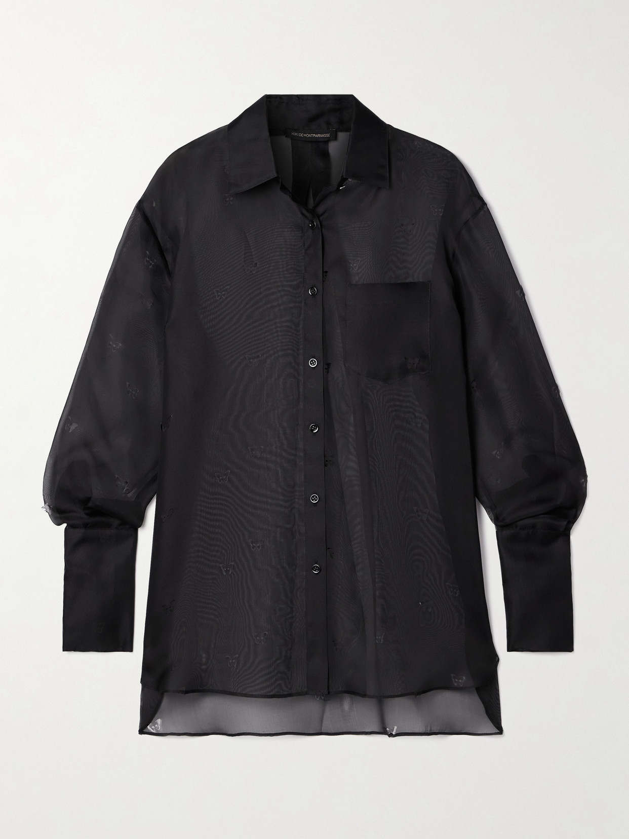 Kiki De Montparnasse Laser-cut Silk-organza Shirt In Black