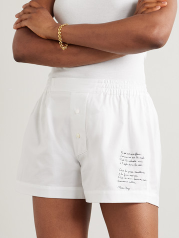 Kiki de Montparnasse Poem embroidered cotton Oxford shorts
