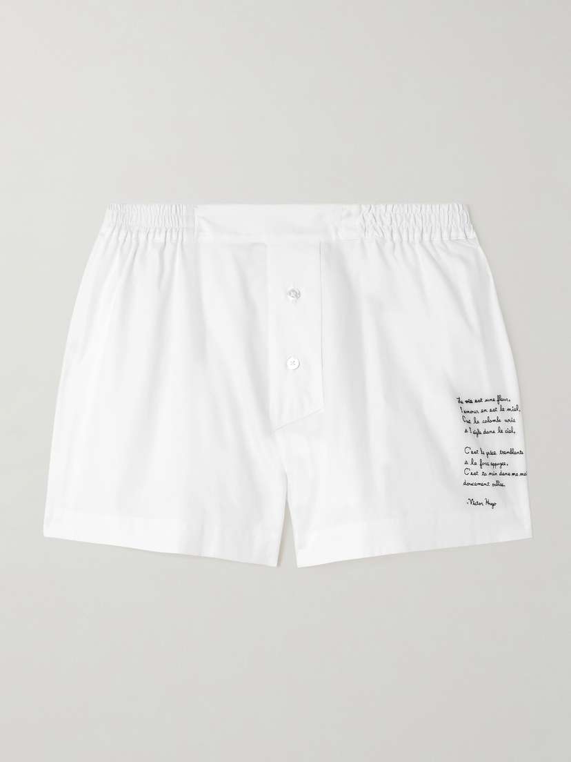Kiki de Montparnasse Poem Embroidered Cotton Oxford Shorts