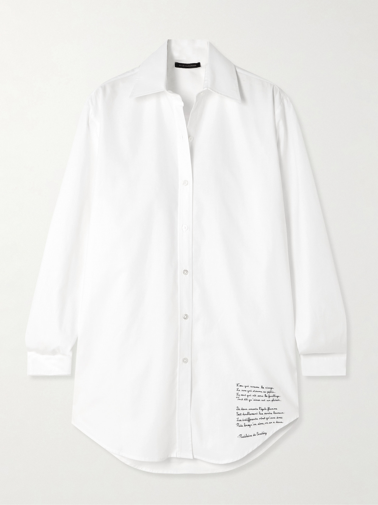 Kiki De Montparnasse Poem Embroidered Cotton Oxford Shirt In White