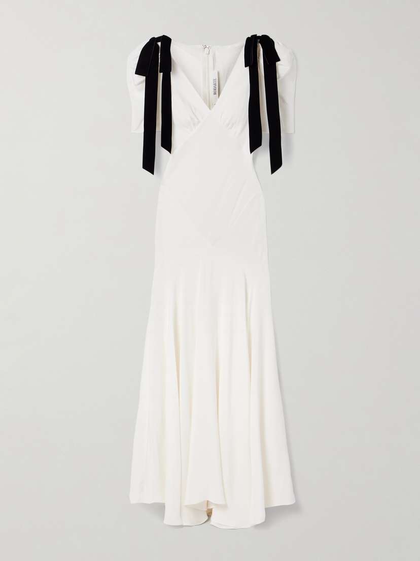 Rodarte Velvet Bow-embellished Silk-crepe Gown