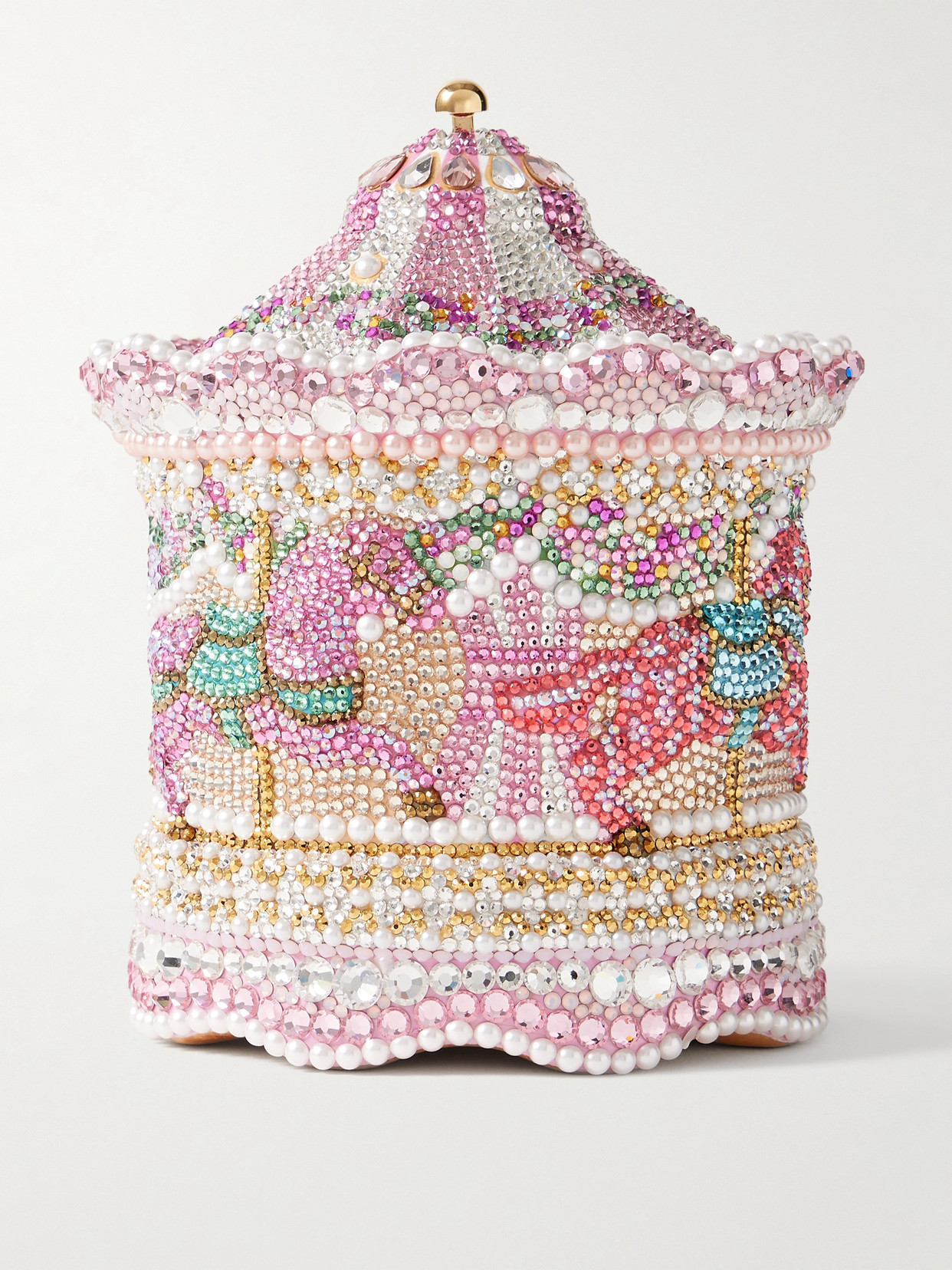 Judith Leiber Pink Ponies Crystal-embellished Gold-tone Clutch