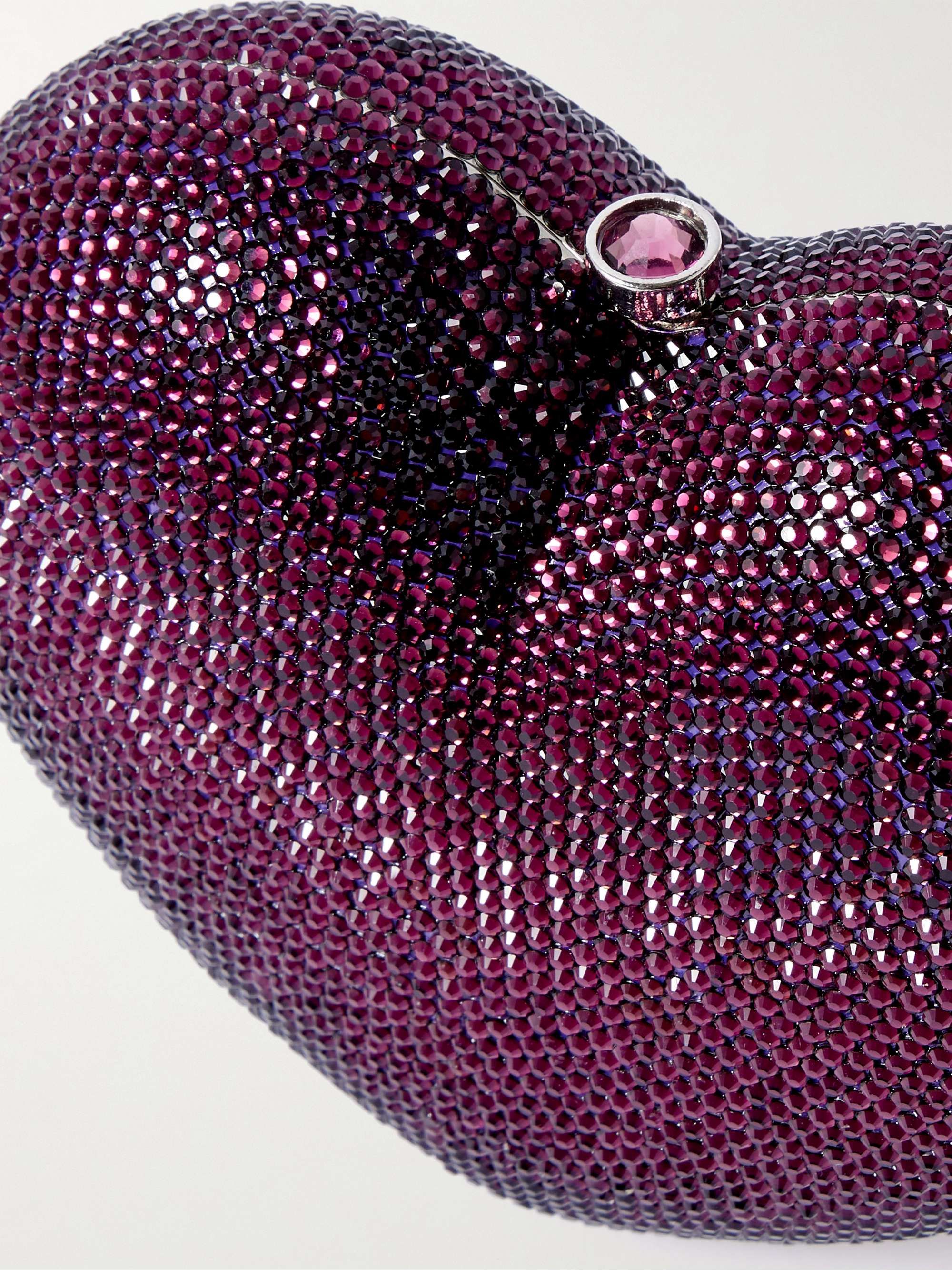 JUDITH LEIBER COUTURE Petit Coeur crystal-embellished silver-tone clutch