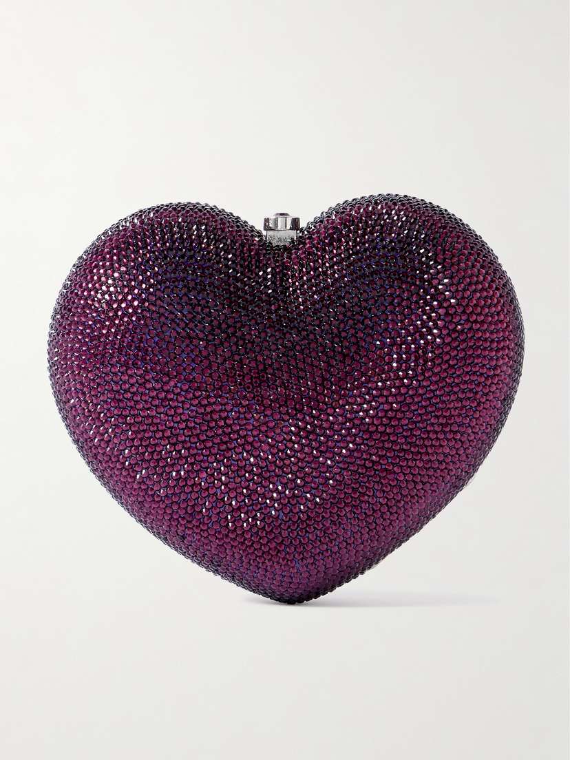 Judith Leiber Couture Petit Coeur Crystal-embellished Silver-tone Clutch