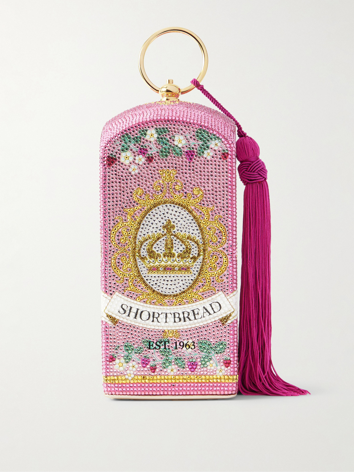 Judith Leiber Tasseled Crystal-embellished Metal Clutch In Pink