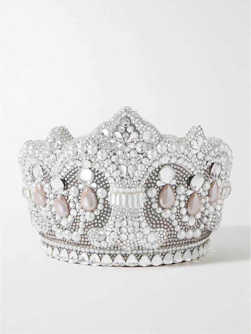 Judith Leiber Couture Crown Diana Embellished Silver-tone Clutch
