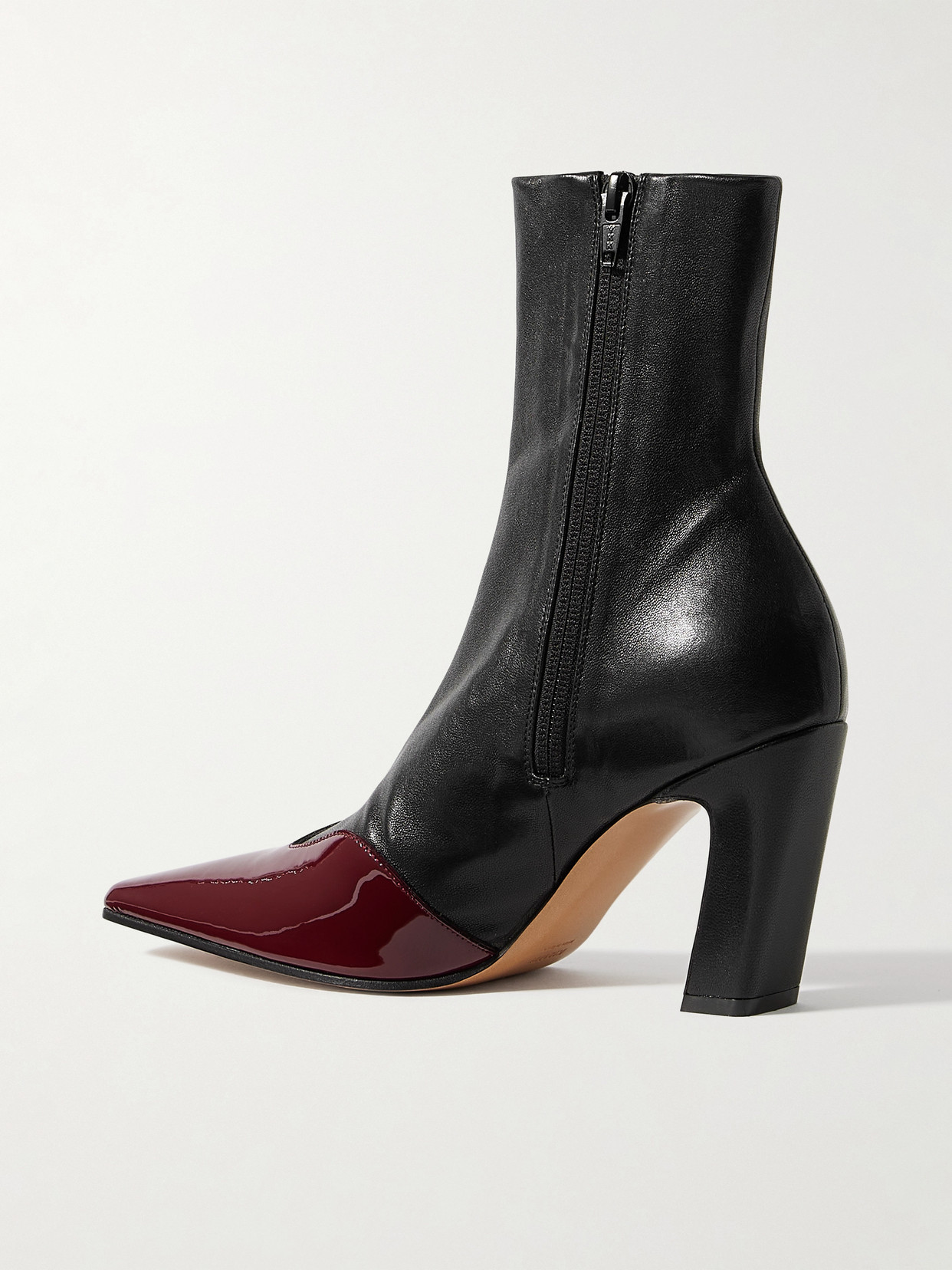 Khaite Nevada Two-tone Leather Ankle Boots In Black