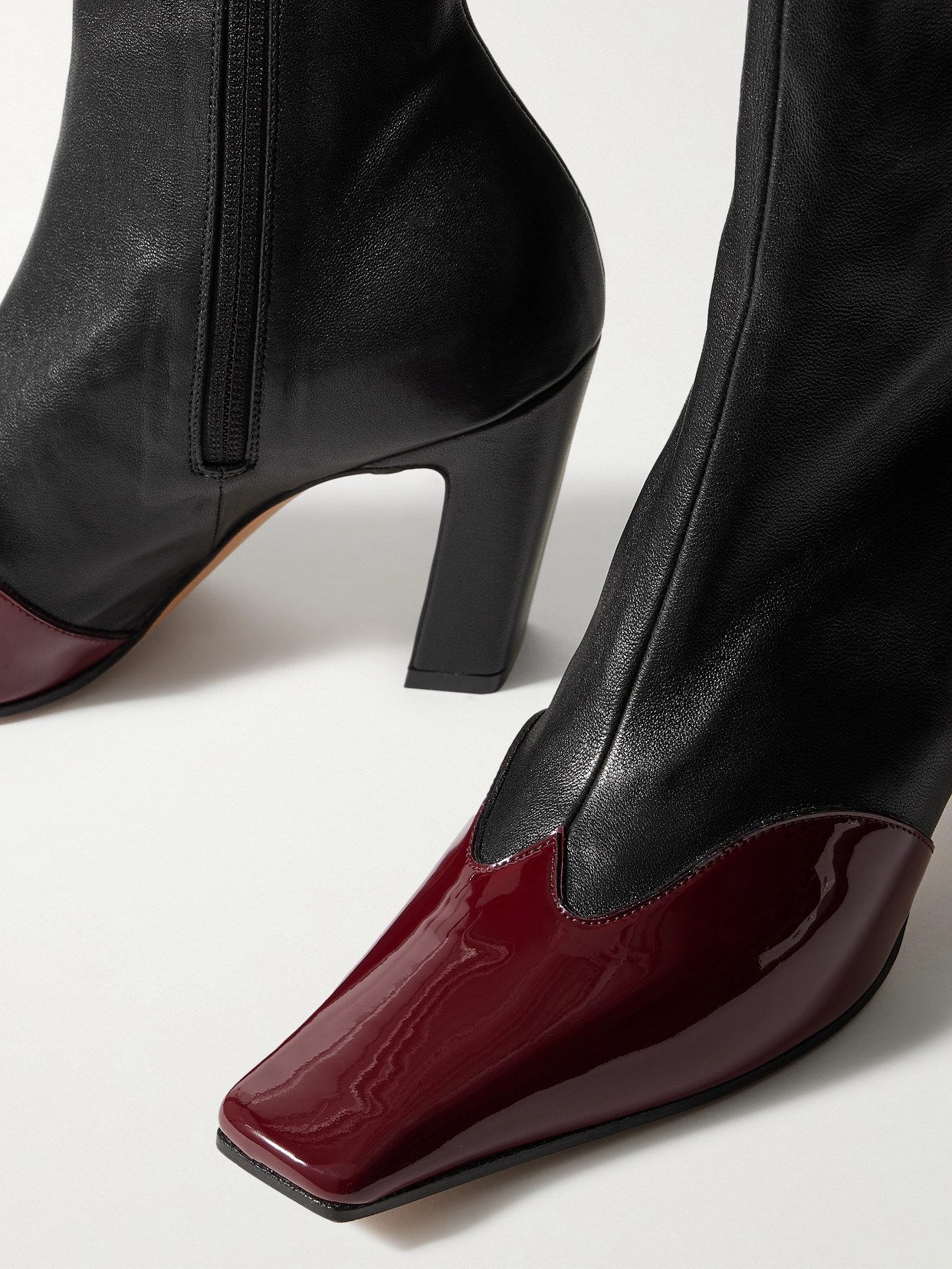 Khaite Nevada Two-tone Leather Ankle Boots In Black