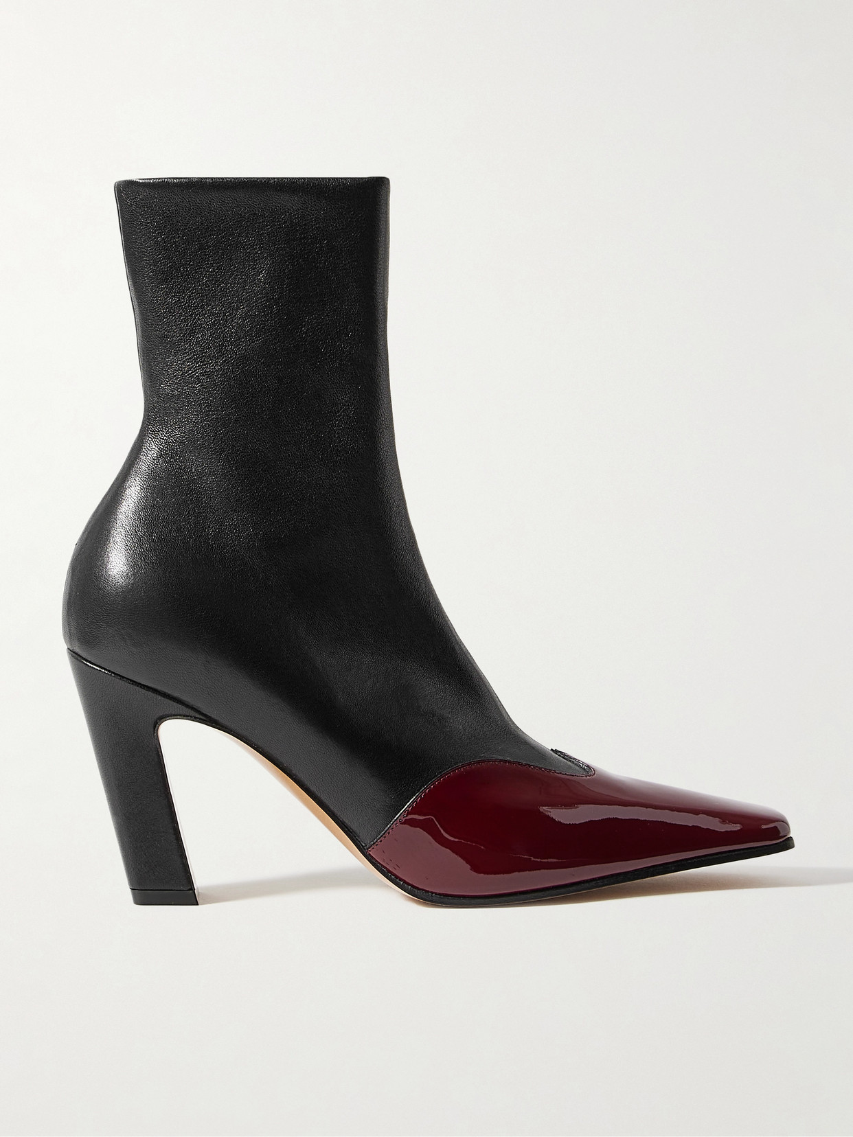 Khaite Nevada Two-tone Leather Ankle Boots In Black