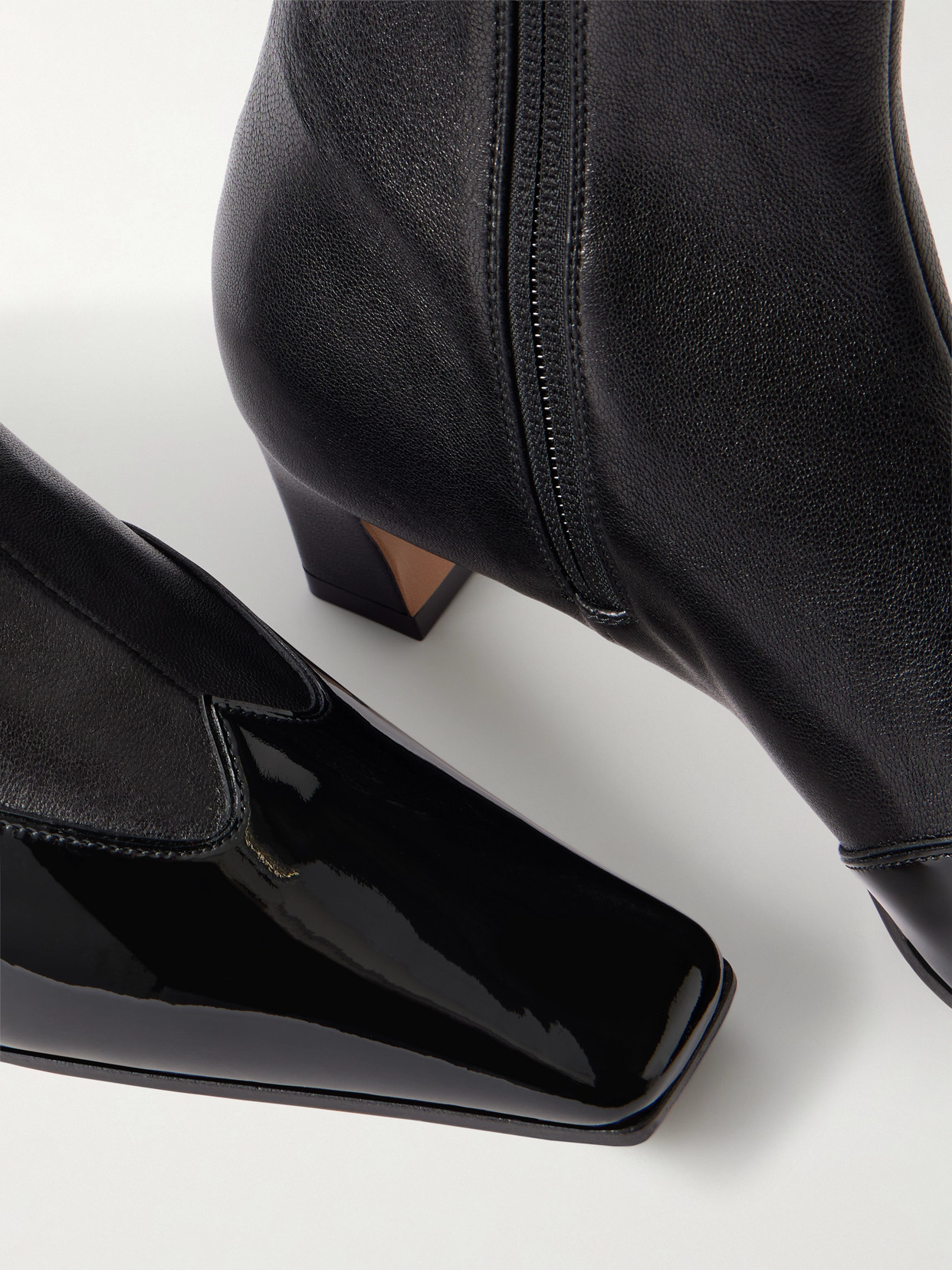 Khaite Nevada Patent-trimmed Leather Ankle Boots In Black