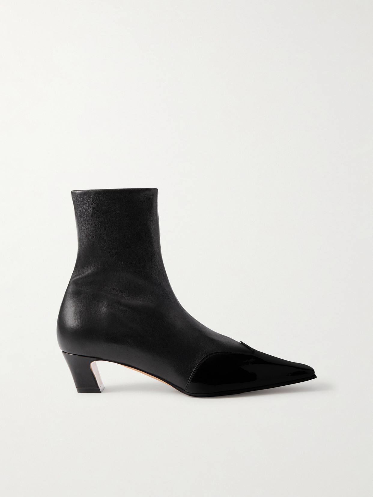 Khaite Nevada Patent-trimmed Leather Ankle Boots In Black