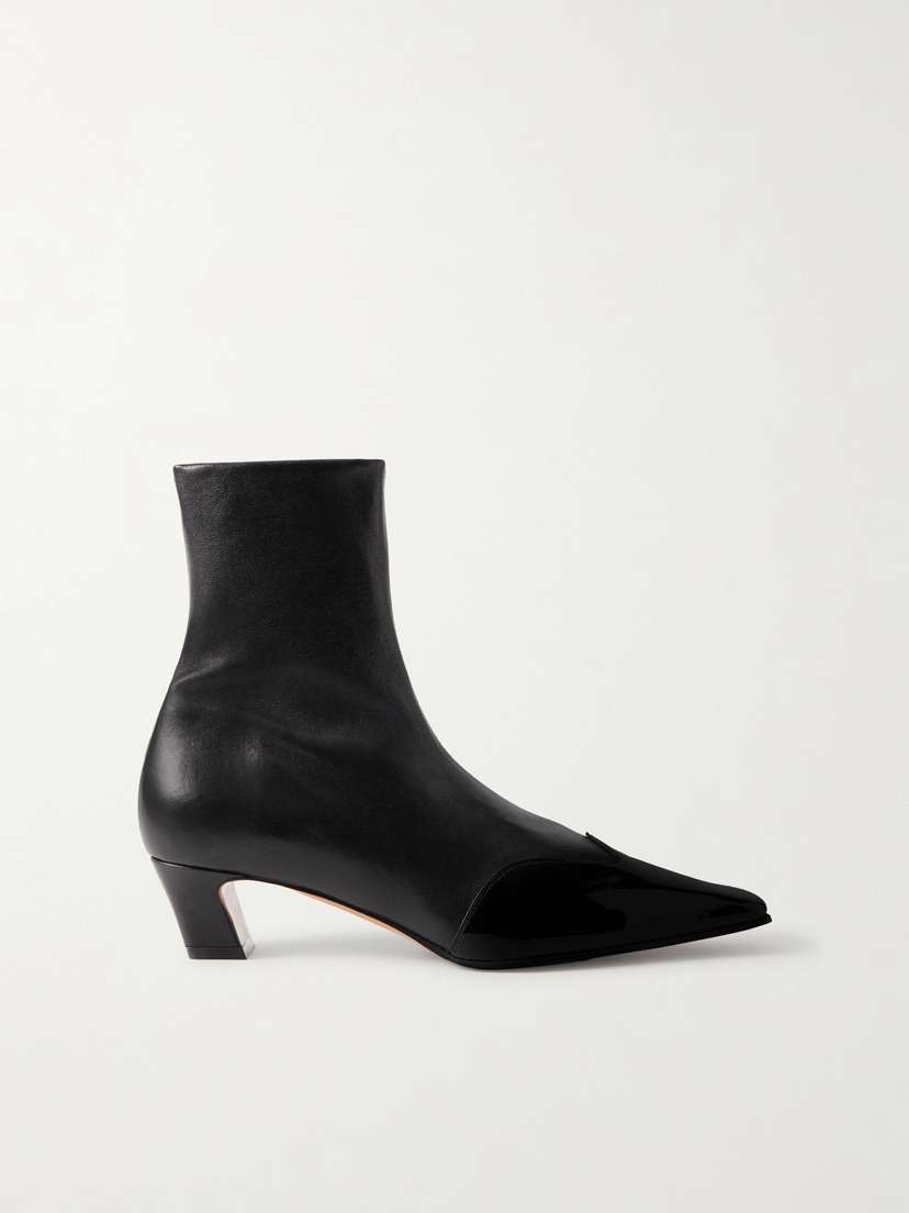 Khaite Nevada Patent-trimmed Leather Ankle Boots