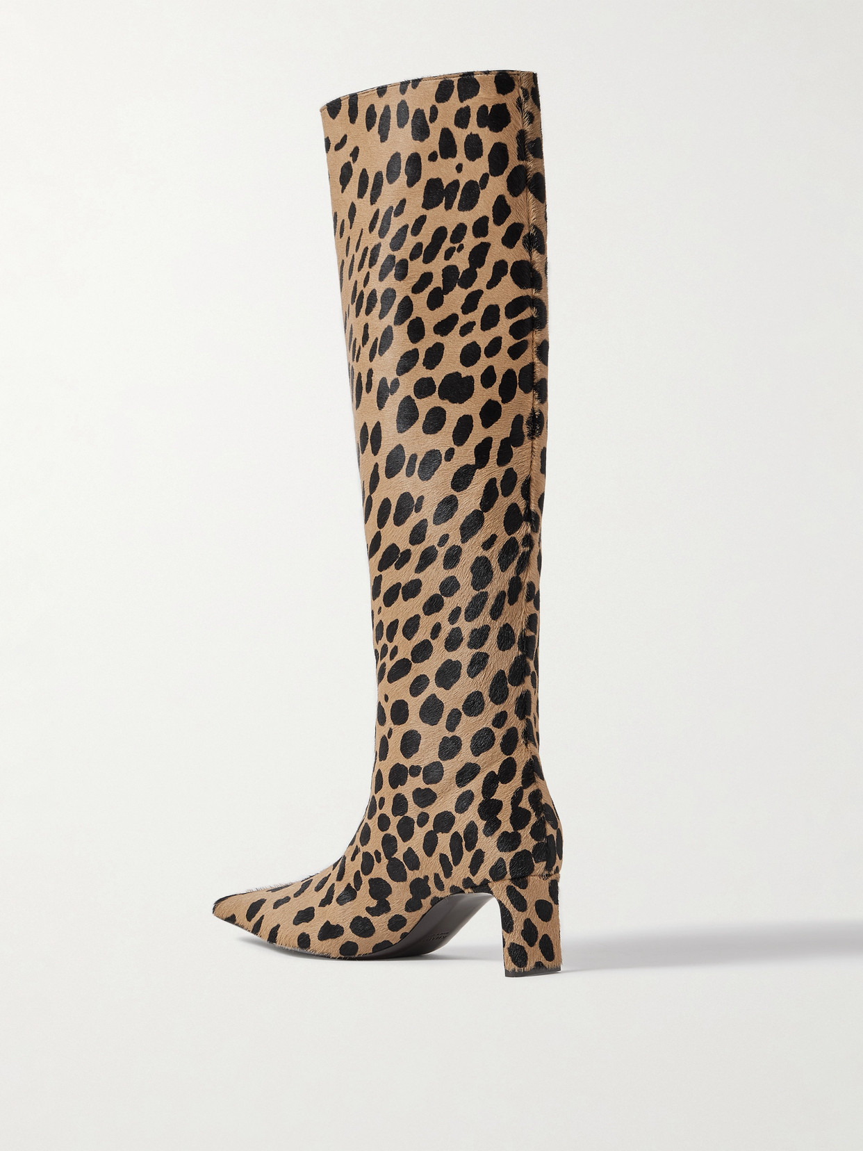 Ona Leopard-Print Calf Hair Knee Boots