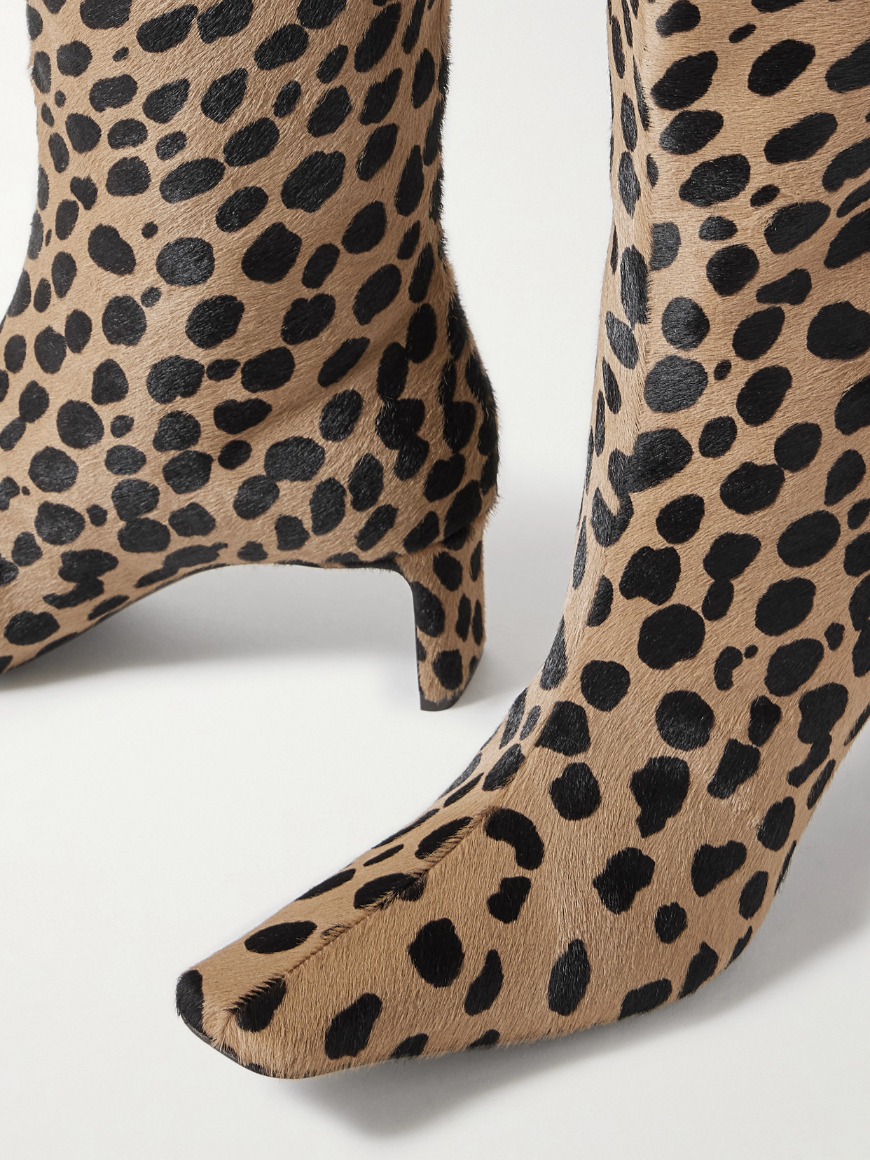 Ona Leopard-Print Calf Hair Knee Boots