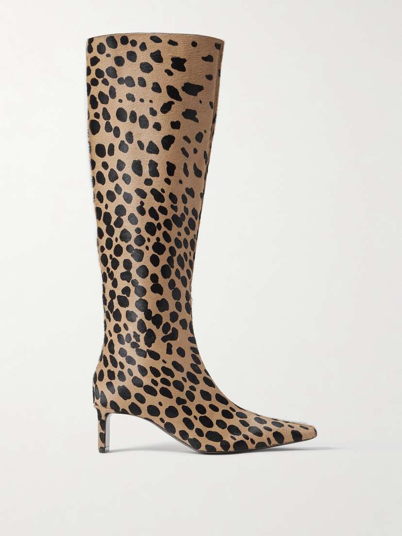 Khaite — Ona 55 leopard-print calf hair knee boots