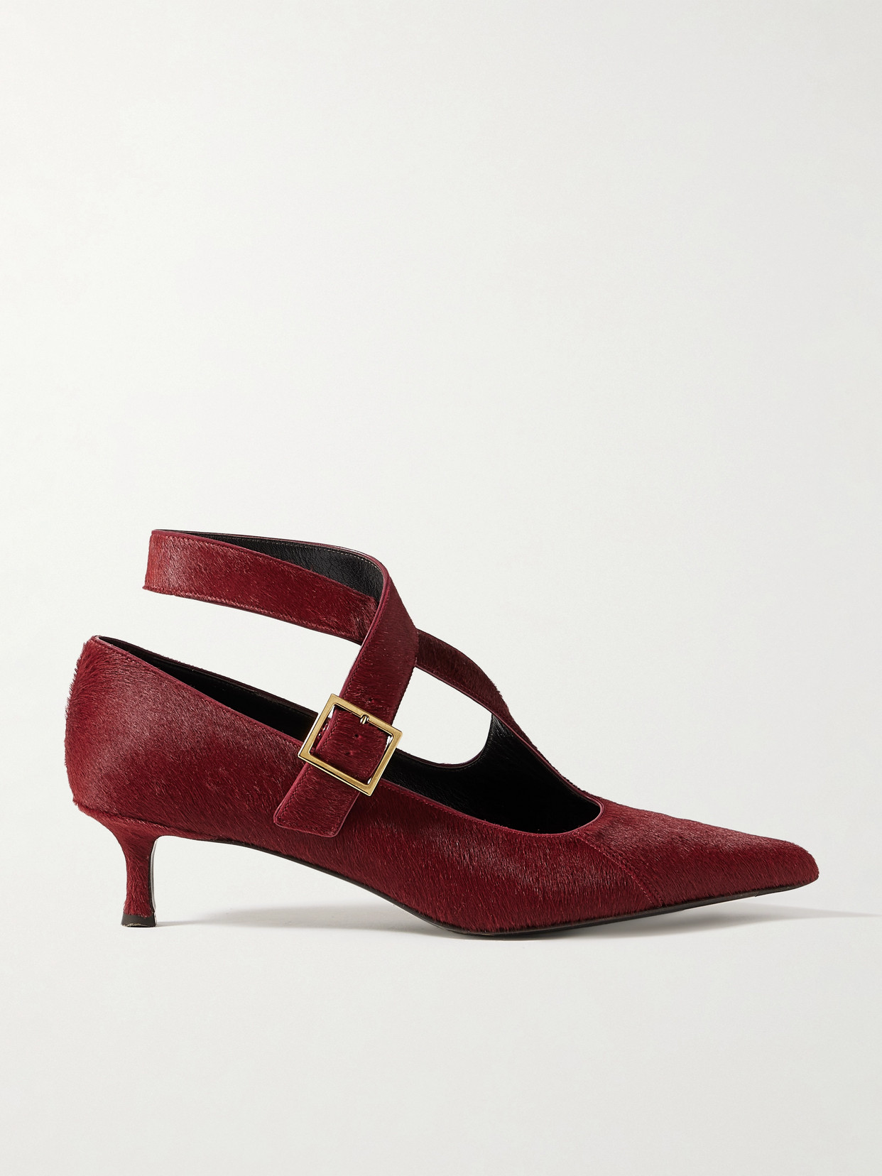 Khaite Sloan Calf Hair Pumps In Burgundy