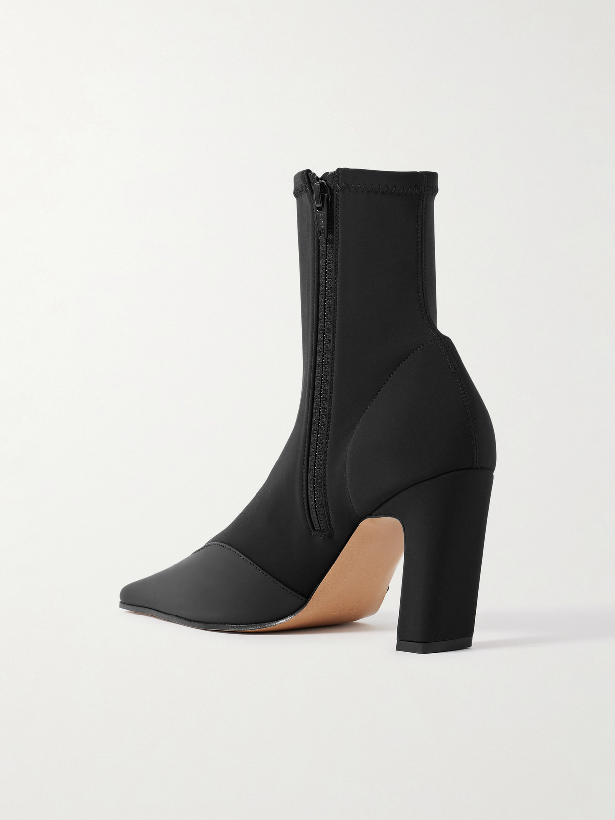 Khaite Nevada Leather-trimmed Stretch-knit Ankle Boots In Black