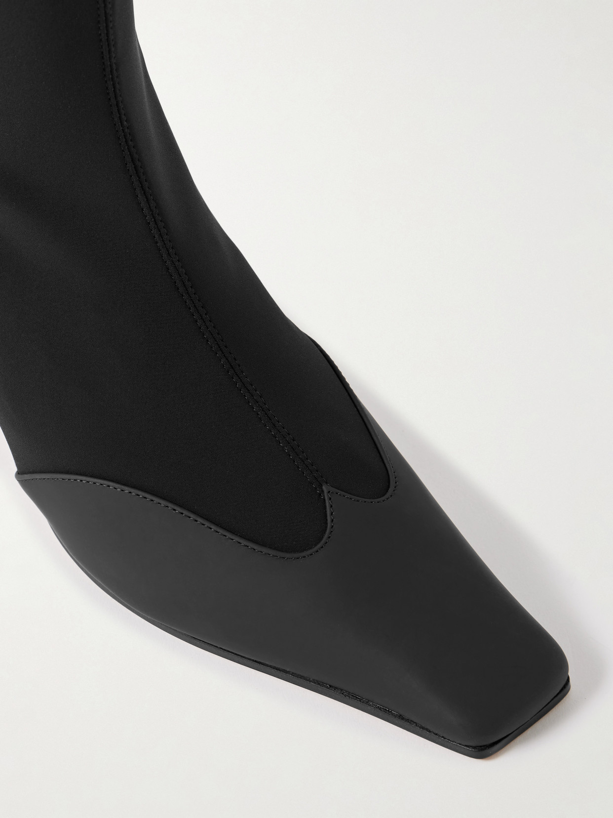Khaite Nevada Leather-trimmed Stretch-knit Ankle Boots In Black