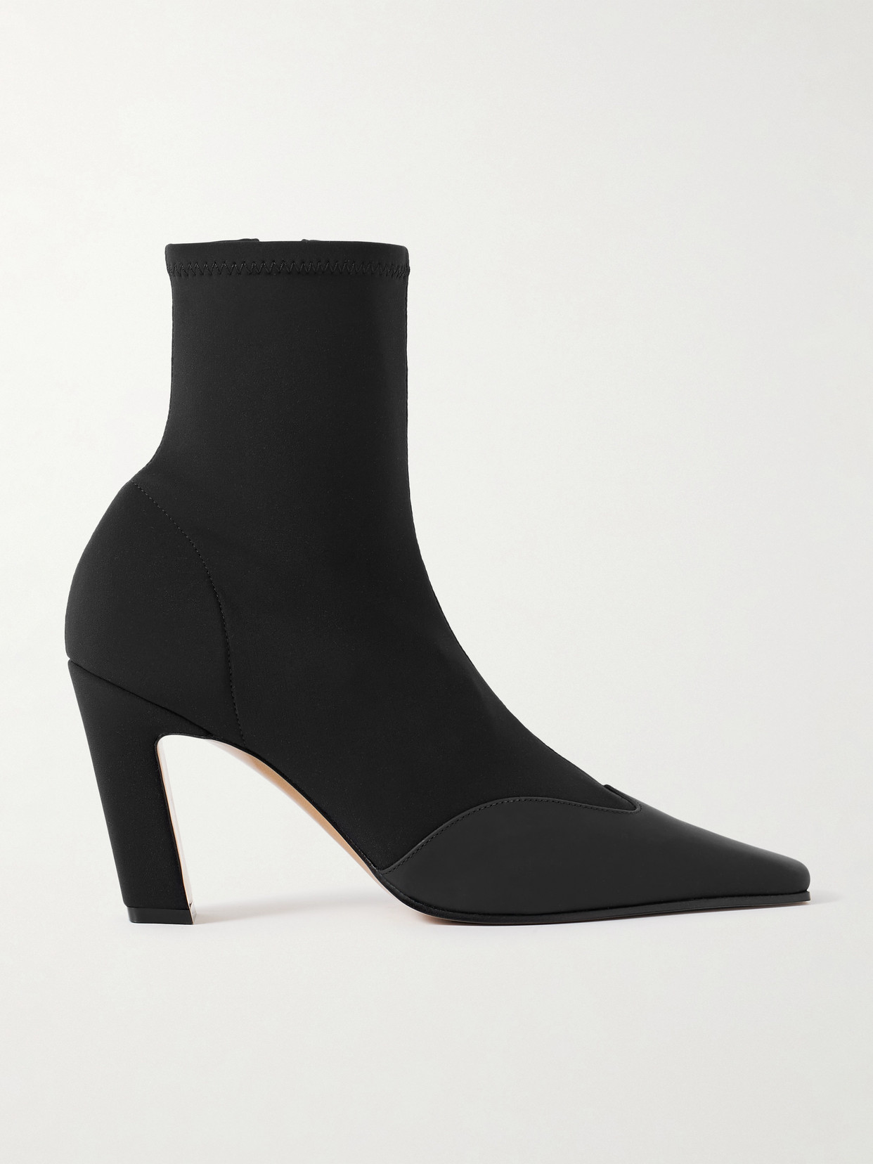 Khaite Nevada Leather-trimmed Stretch-knit Ankle Boots In Black