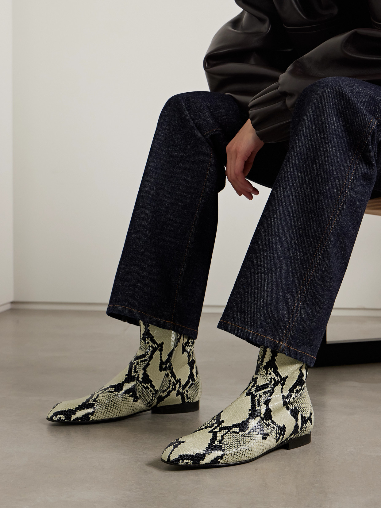 Khaite Colt Snake-effect Leather Ankle Boots In Multi