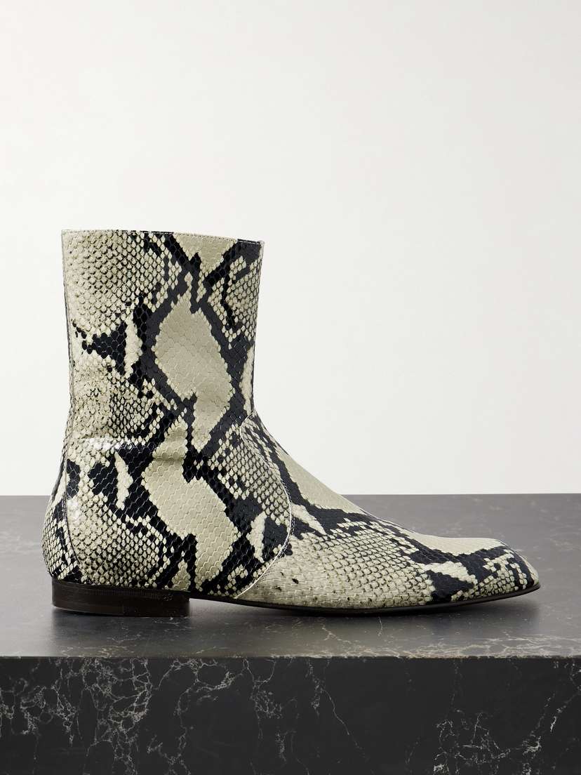 Khaite — Colt snake-effect leather ankle boots