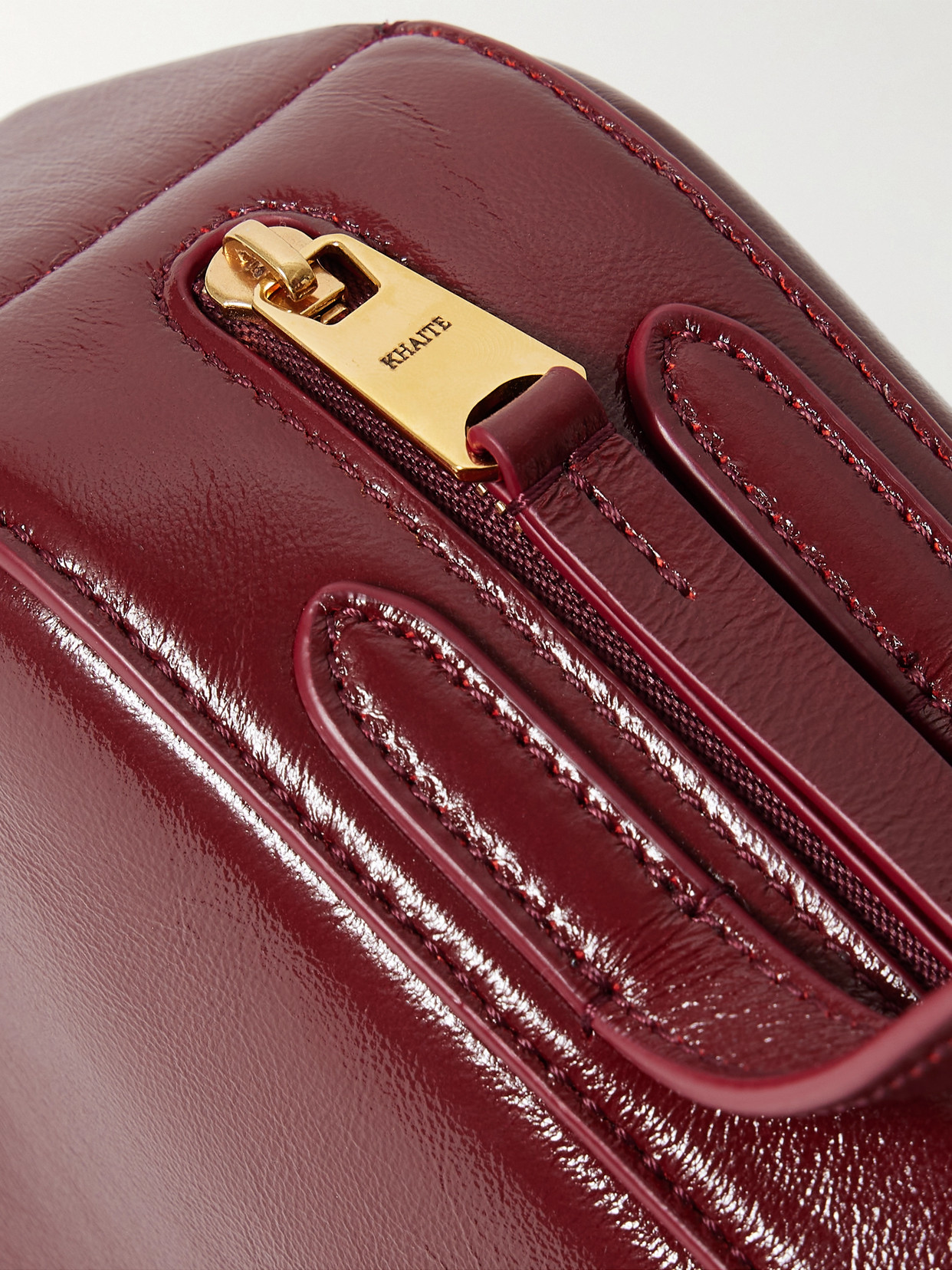 Khaite Simona Crinkled Patent-leather Shoulder Bag In Burgundy
