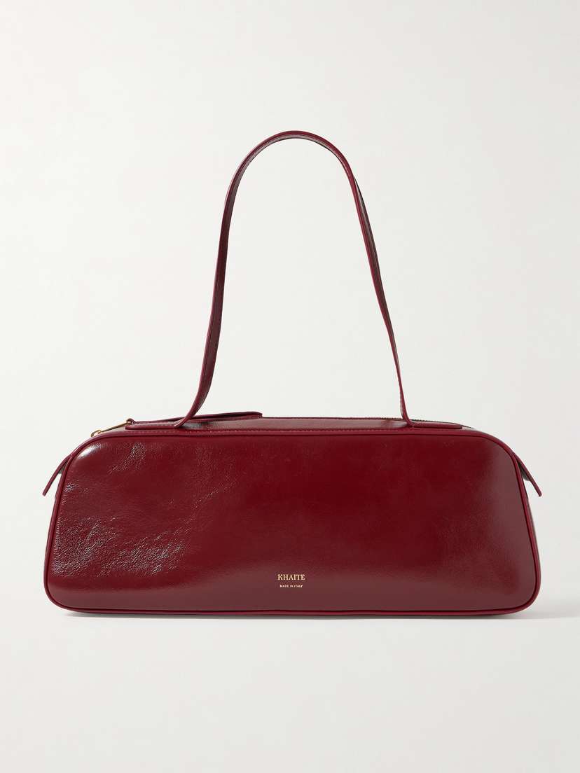 Khaite Simona Crinkled Patent-leather Shoulder Bag