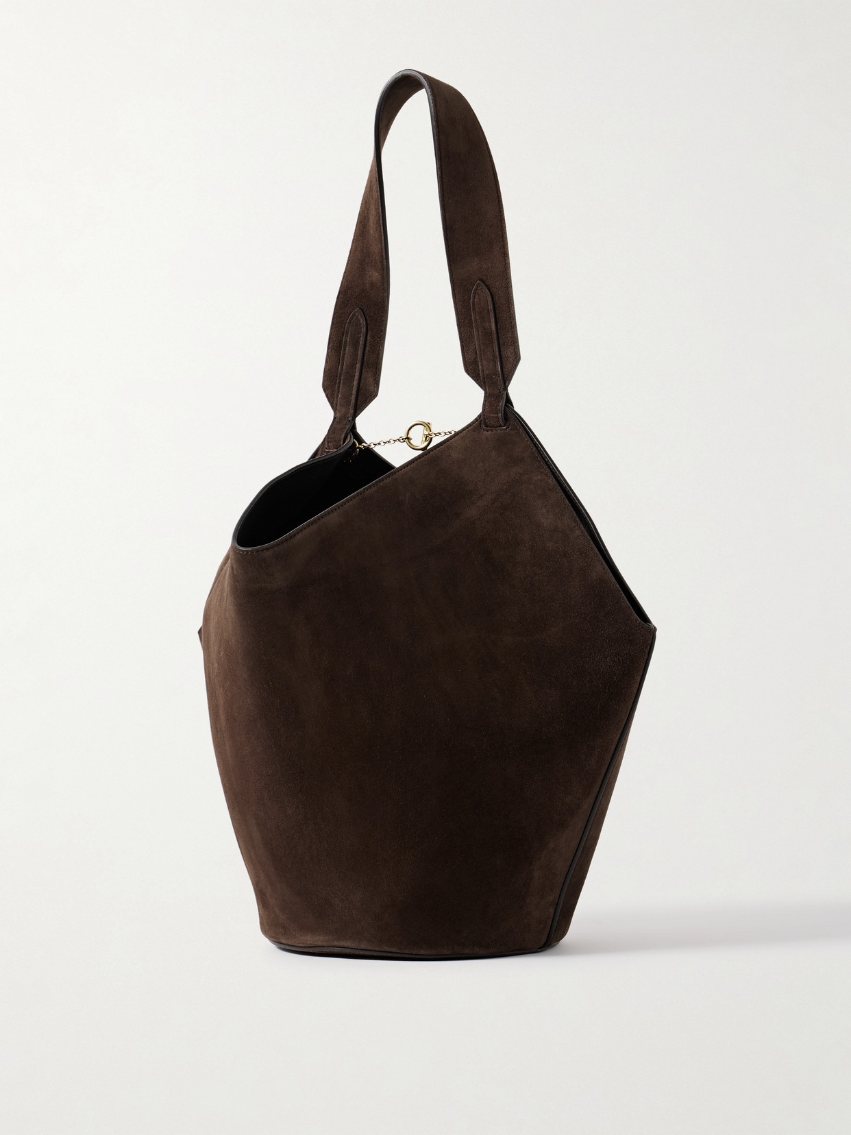 Khaite Distinctive Brown Calfskin Leather Tote With Gold Chain Detail In Brown