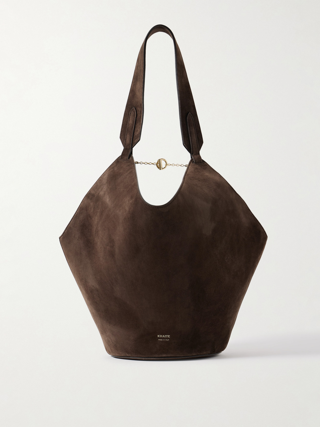 Khaite Lotus Small Suede Tote In Brown