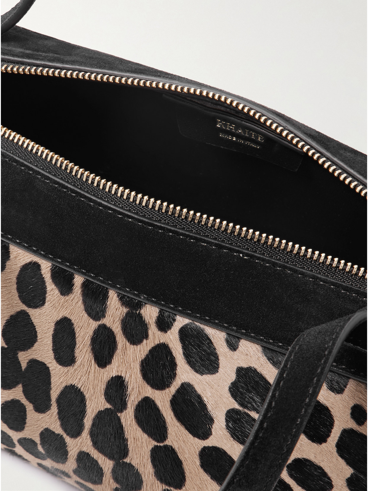 Khaite Simona Leather-trimmed Leopard-print Calf Hair Shoulder Bag In Multi