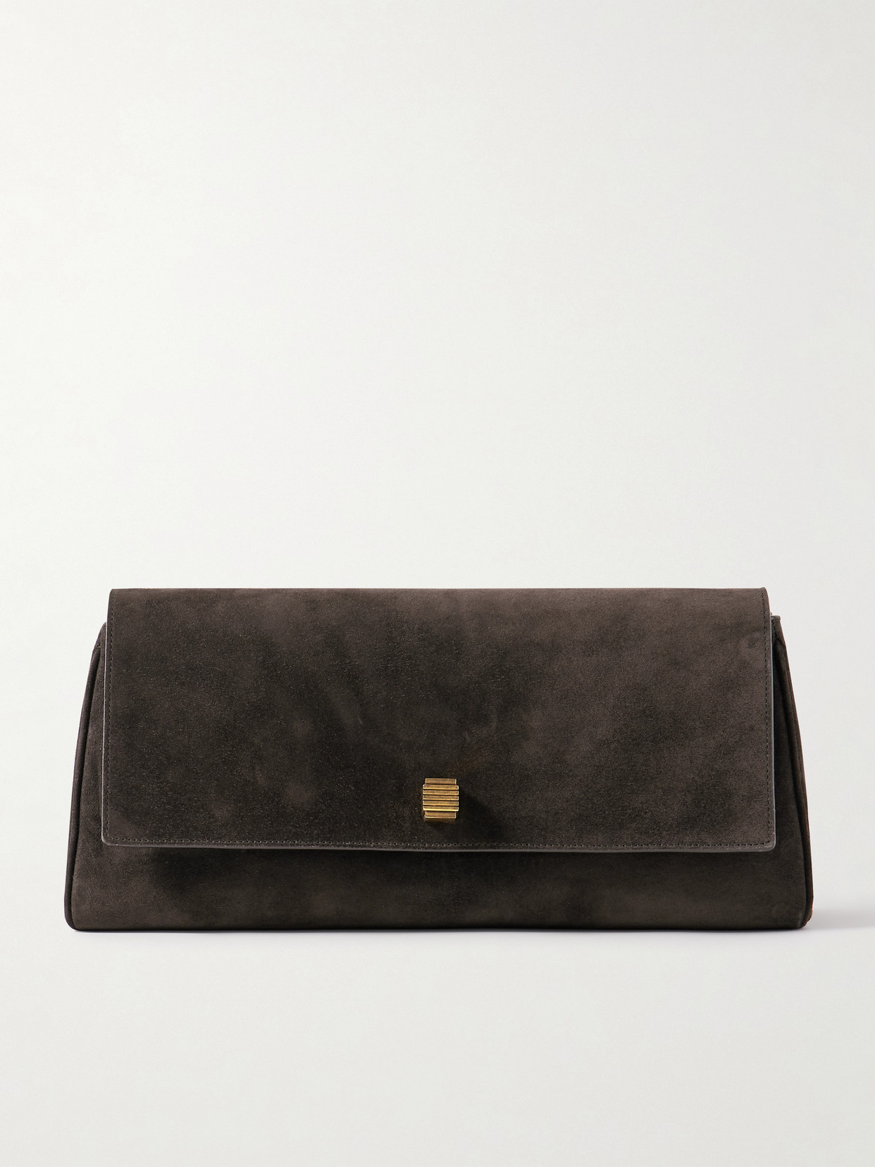 Khaite Audrey Suede Clutch In Brown